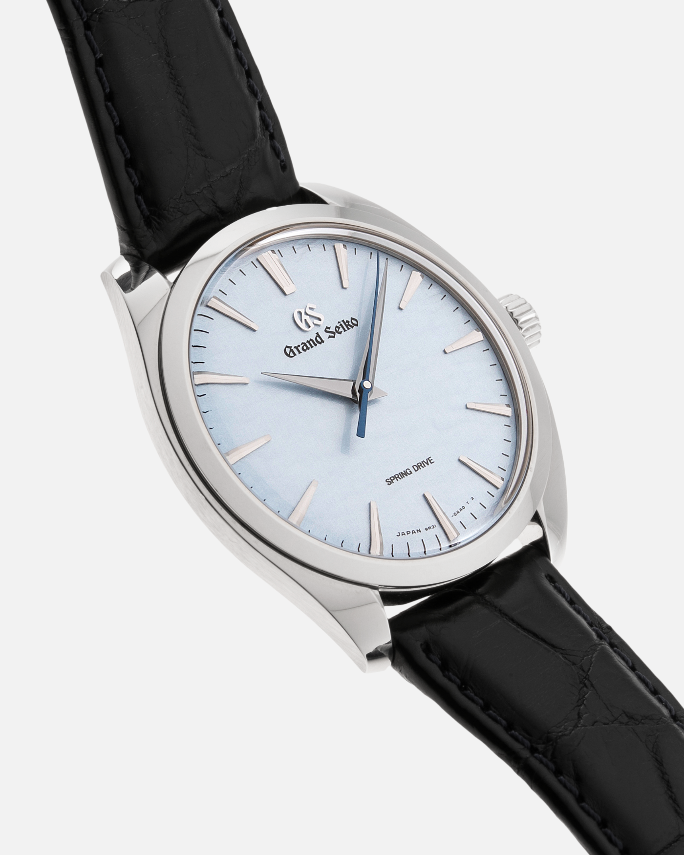 Brand: Grand Seiko Year: 2021 Reference Number: SBGY003 Spring Drive Material: Stainless Steel Movement: Cal 9R31 Case Diameter: 38.5mm Strap: Grand Seiko Black Crocodile Strap with Blue Stitching and Stainless Steel Deployant