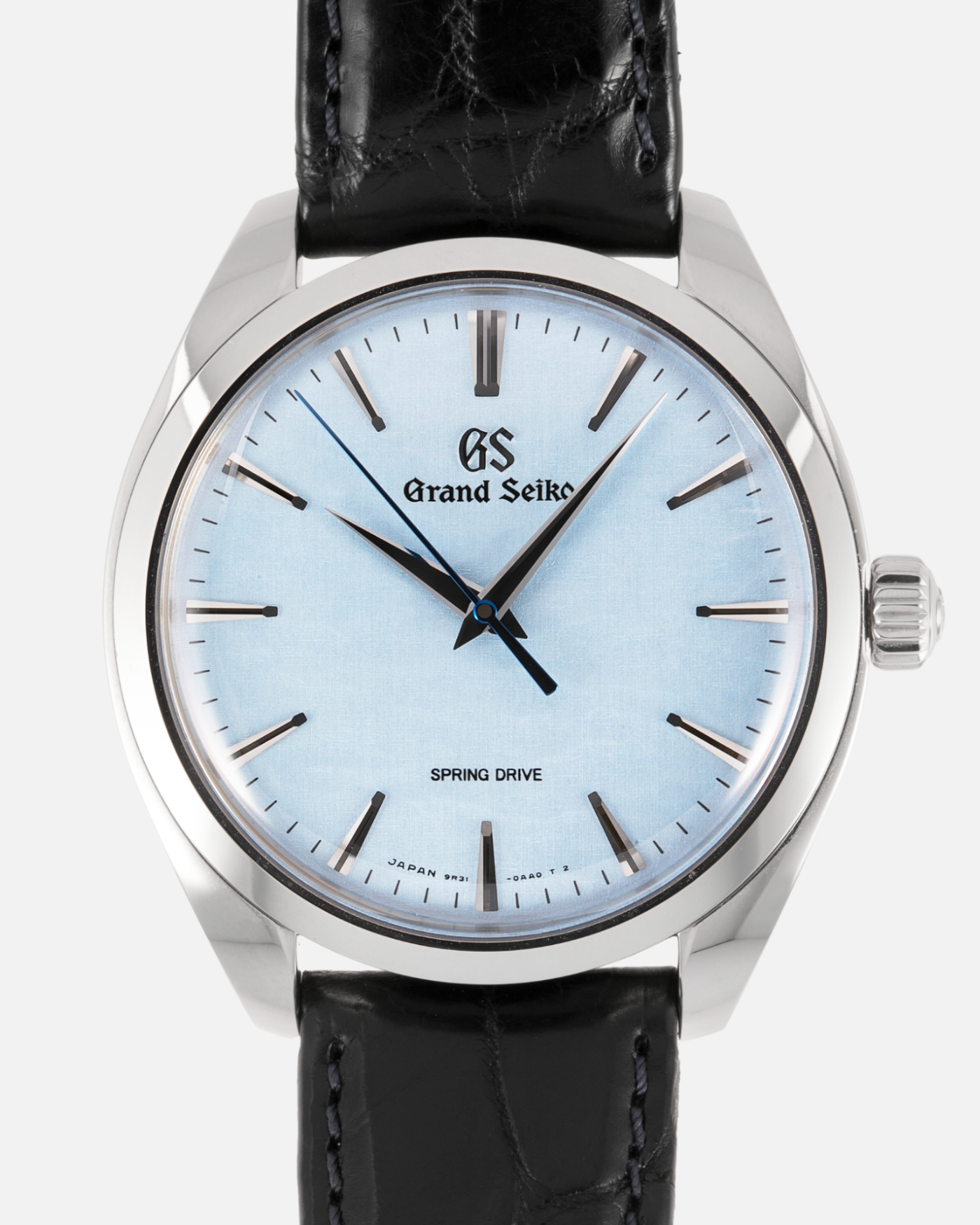 Brand: Grand Seiko Year: 2021 Reference Number: SBGY003 Spring Drive Material: Stainless Steel Movement: Cal 9R31 Case Diameter: 38.5mm Strap: Grand Seiko Black Crocodile Strap with Blue Stitching and Stainless Steel Deployant