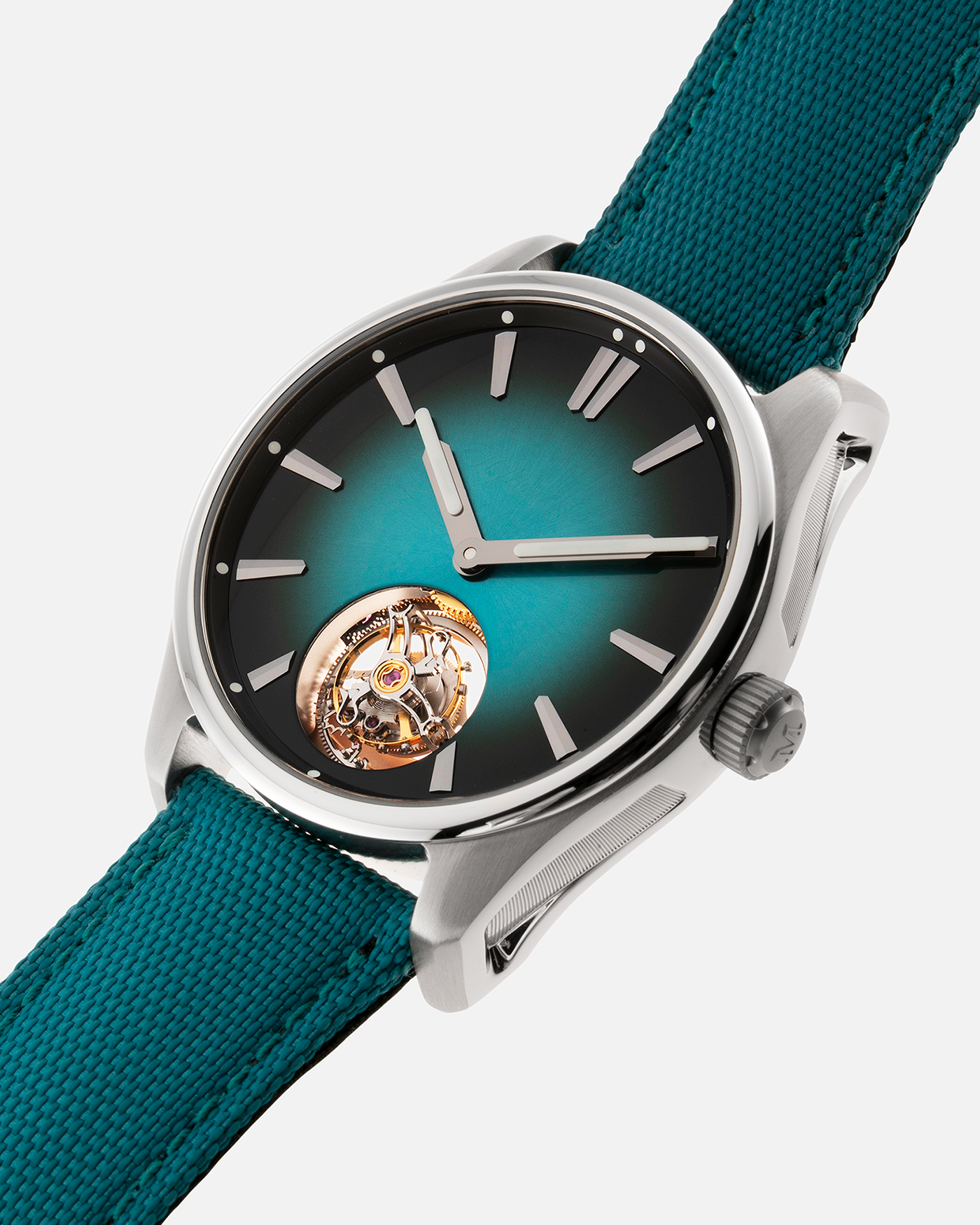Brand: H.Moser & Cie Year: 2022 Model: Pioneer Tourbillon Material: Stainless Steel Movement: Cal. HMC 804 Case Diameter: 42.8mm Bracelet/Strap: H. Moser & Cie Blue Textile Strap with Stainless Steel Tang Buckle