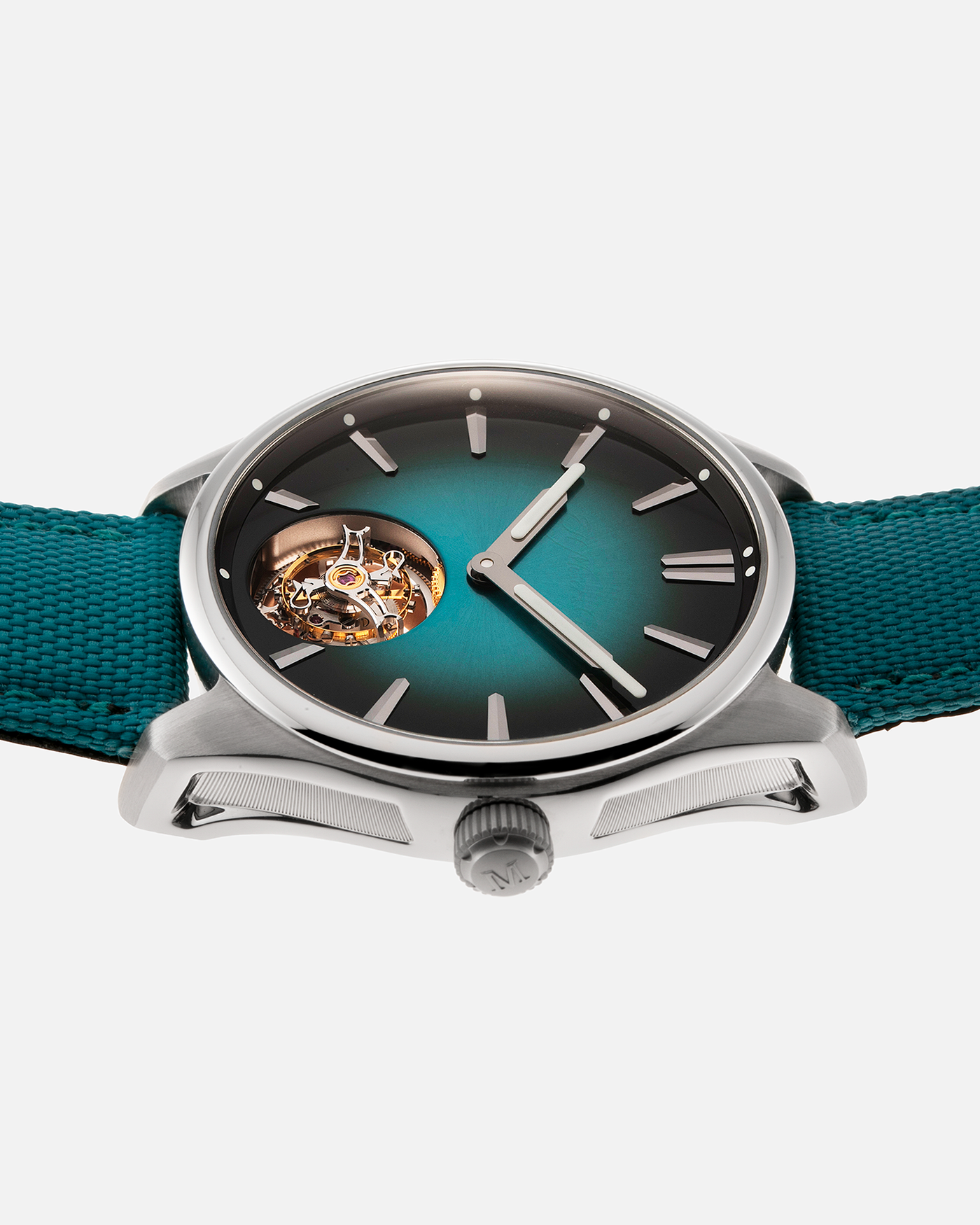 Brand: H.Moser & Cie Year: 2022 Model: Pioneer Tourbillon Material: Stainless Steel Movement: Cal. HMC 804 Case Diameter: 42.8mm Bracelet/Strap: H. Moser & Cie Blue Textile Strap with Stainless Steel Tang Buckle