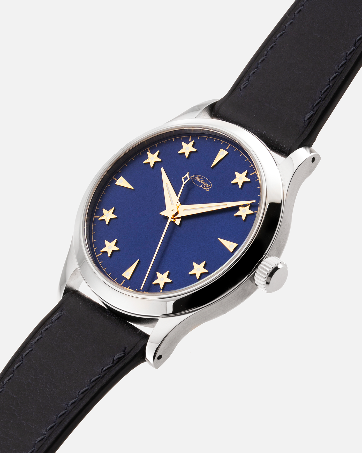 Brand: Habring2 X SJX Model: Erwin Star SJX Year: 2021 Material: Stainless Steel  Movement: Cal. A11s Case Diameter: 38.5mm Lug Width: 20mm Bracelet/Strap: Habring Blue Calf Strap and Stainless Steel Tang Buckle