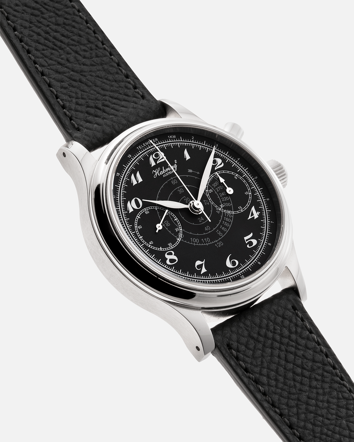 Brand: Habring  Model: Monopusher Shellman Japan Edition Year: 2021 Material: Stainless Steel  Movement: Cal. A11C-H1 Case Diameter: 38.5mm Lug Width: 20mm Bracelet/Strap: Molequin Anthracite Textured Calf Strap and Habring Monochrome Brown Nubuck Strap