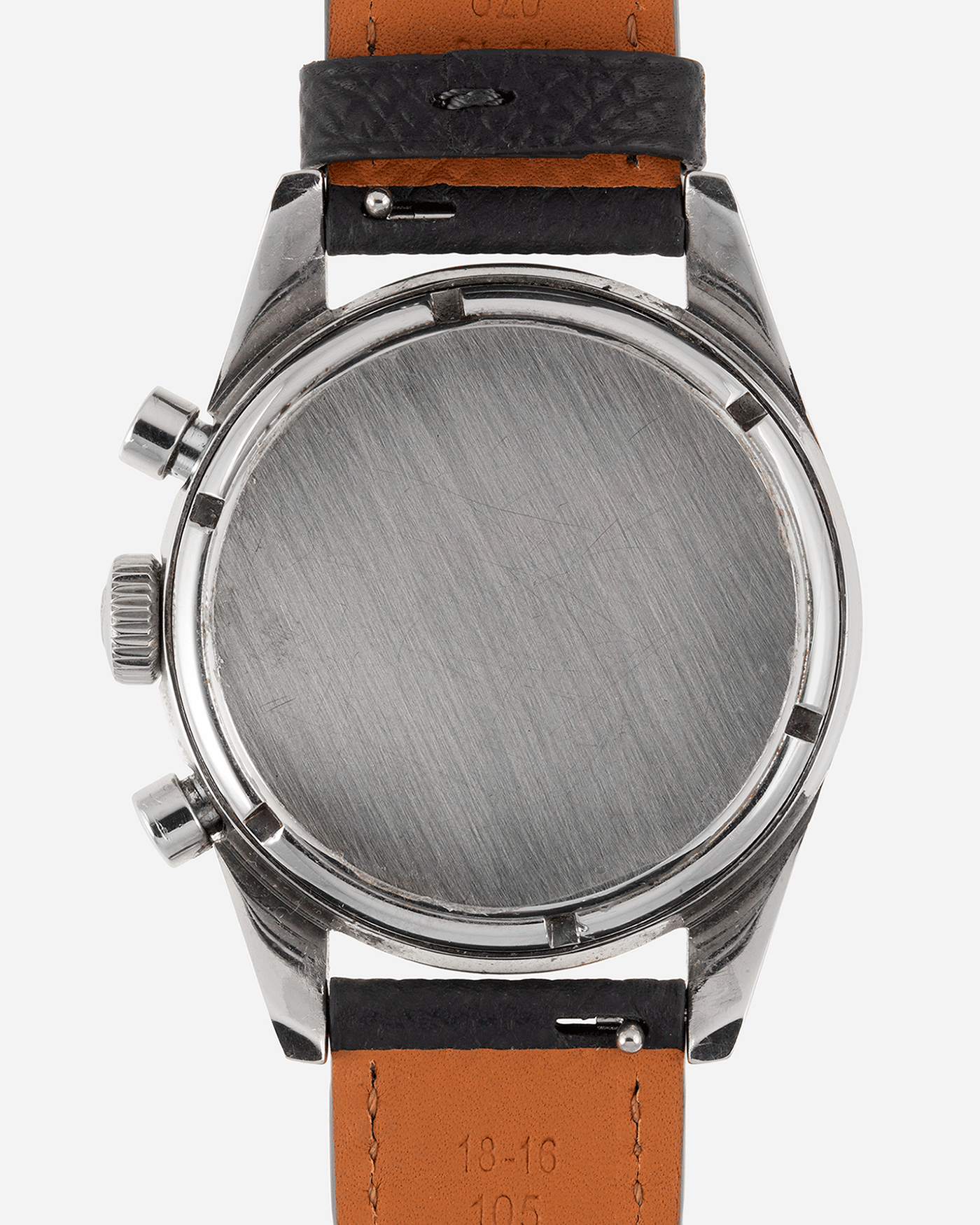 Brand: Heuer Year: 1960’s Model: Carrera Reference Number: 2447N Serial Number: 78XXX Material: Stainless Steel Movement: Valjoux 72 Case Diameter: 36mm Lug Width: 18mm Bracelet/Strap: Molequin Anthracite Textured Calf with Stainless Steel Tang Buckle