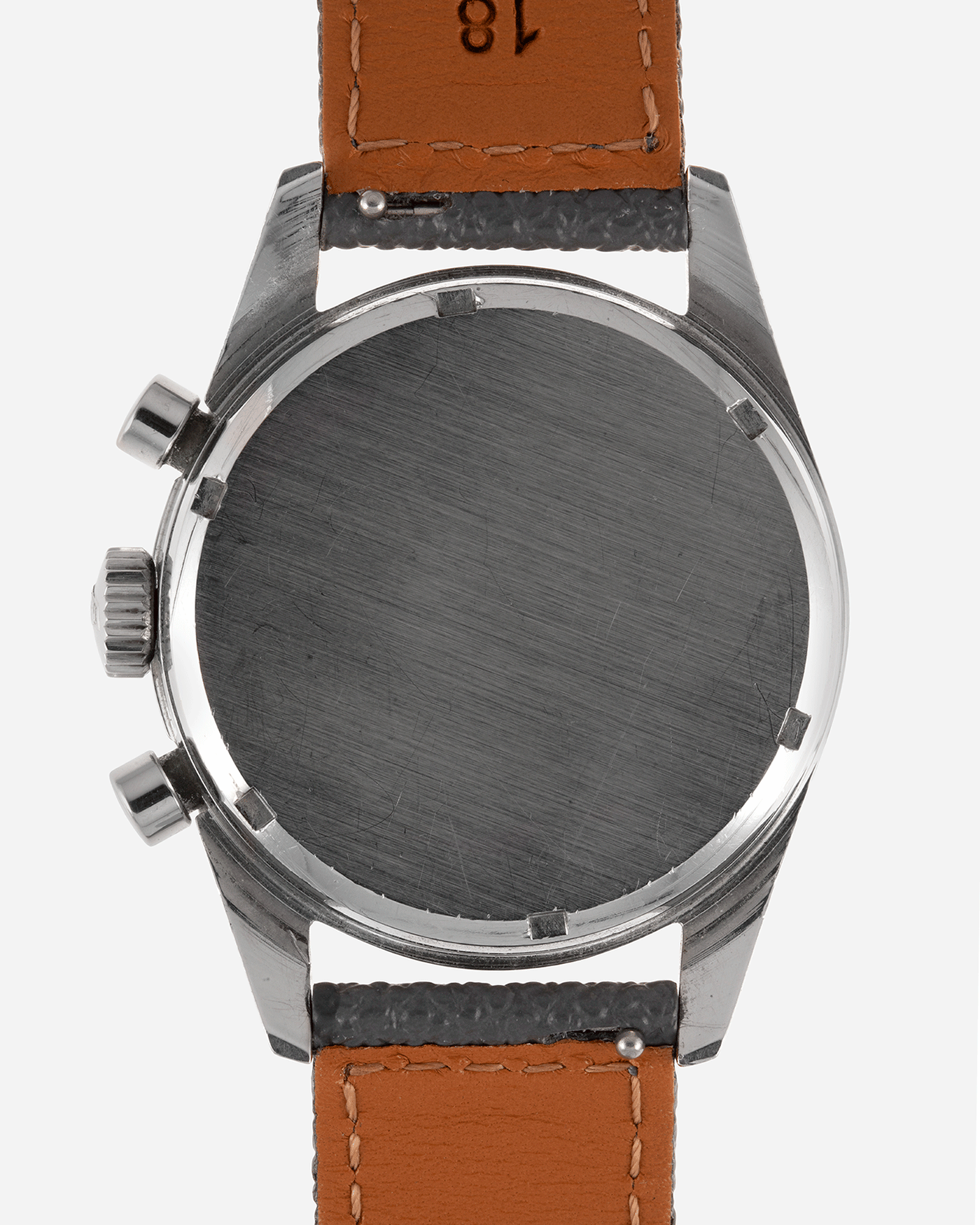 Brand: Heuer Year: 1960’s Model: Carrera Reference Number: Dato 45 Ref. 3147N Material: Stainless Steel Movement: Landeron 189 Case Diameter: 35mm Lug Width: 18mm Bracelet/Strap: A Collected Man Grey Textured Calf Strap