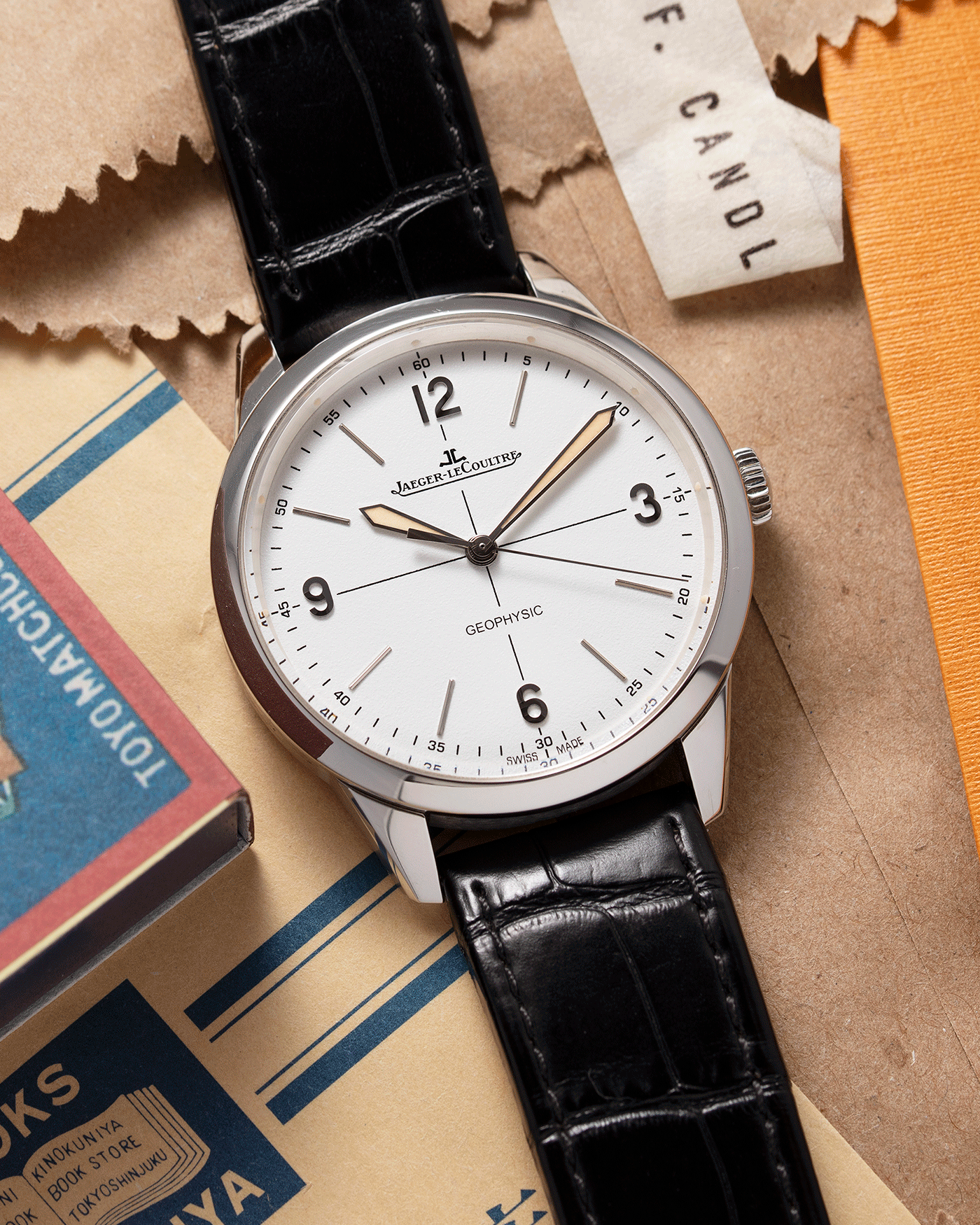 Brand: Jaeger-LeCoultre Year: 2014 Model: Geophysic 1958 Reference Number: Q8008520 Material: Stainless Steel Movement: In-house self winding Cal. 898/1 Case Diameter: 38.5mm Bracelet/Strap: Black Jaeger-LeCoultre Alligator Strap and Stainless Steel Tang Buckle and Molequin X S.Song Navy Calf Strap