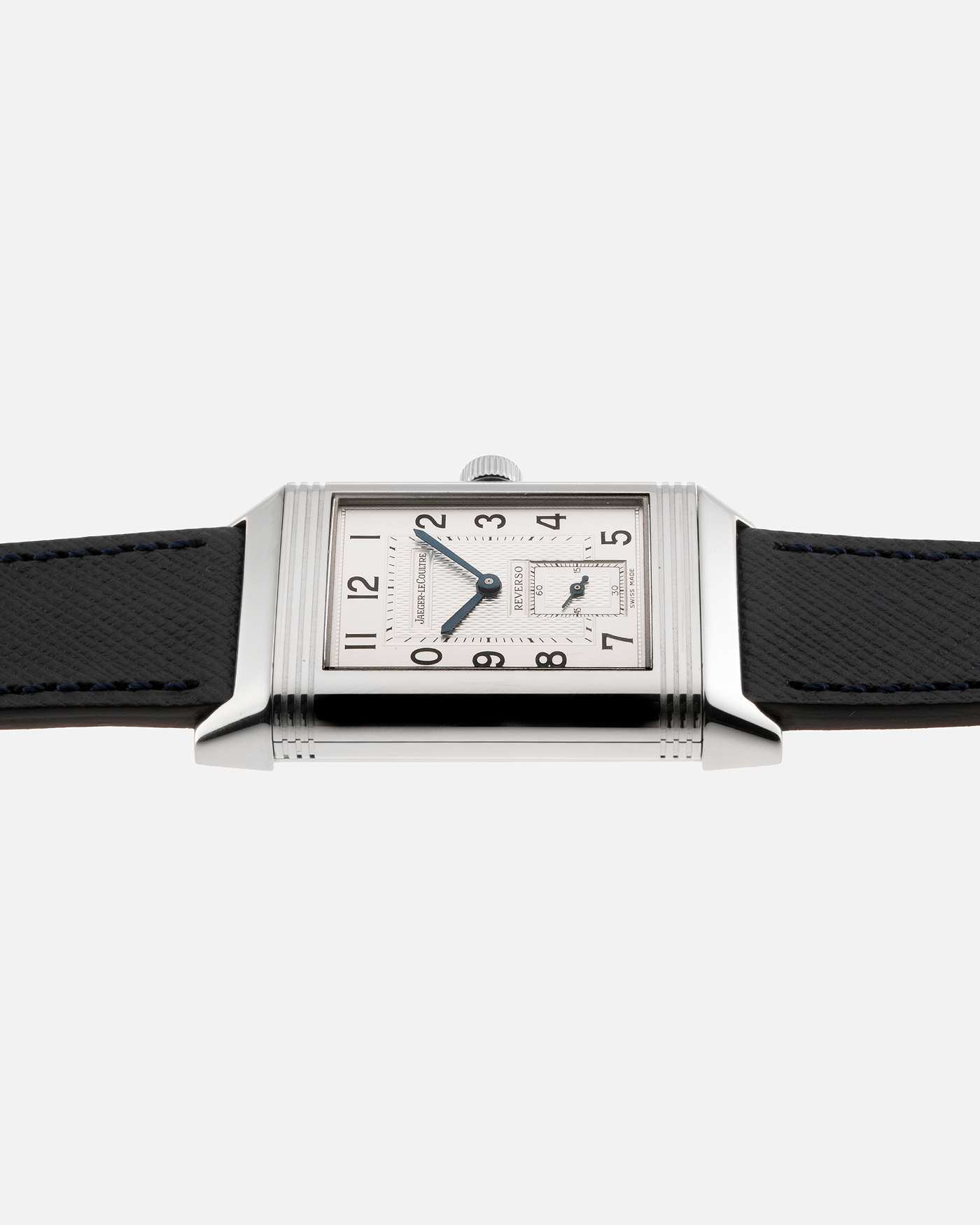 Brand: Jaeger-LeCoultre Year: 2000’s Model: Reverso Duoface Japan Edition Red, Ref. 270.1.54 Material: Stainless Steel Movement: JLC Cal. 854, Manual-Wind Case Diameter: 42 x 26mm Bracelet/Strap: Molequin Black Textured Calf with Stainless Steel Tang Buckle
