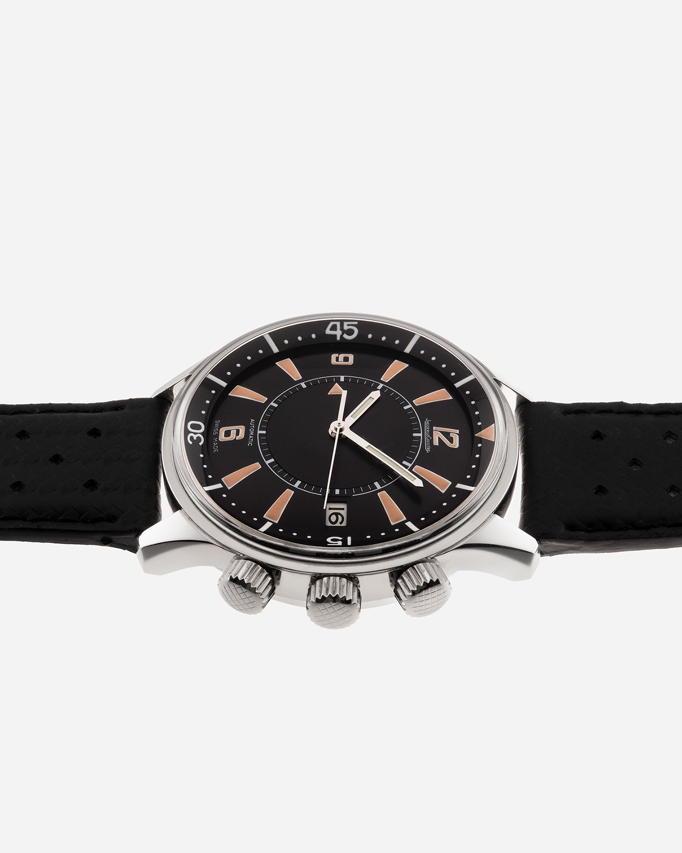 Brand: Jaeger-LeCoultre Model: Memovox Tribute to Polaris Reference Number: 190.8.96 Year: 2008 Material: Stainless Steel Movement: Jaeger-LeCoultre Calibre 956 Case Diameter: 42.5mm Strap: Jaeger-LeCoultre Black Perforated Diving Strap