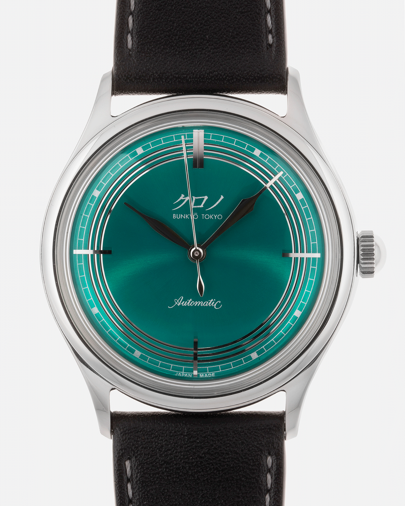 Brand: Kurono Year: 2020 Model: Mori Material: Stainless Steel Movement: Miyota 90S5 Case Diameter: 37mm Strap: Kurono Dark Green Calf