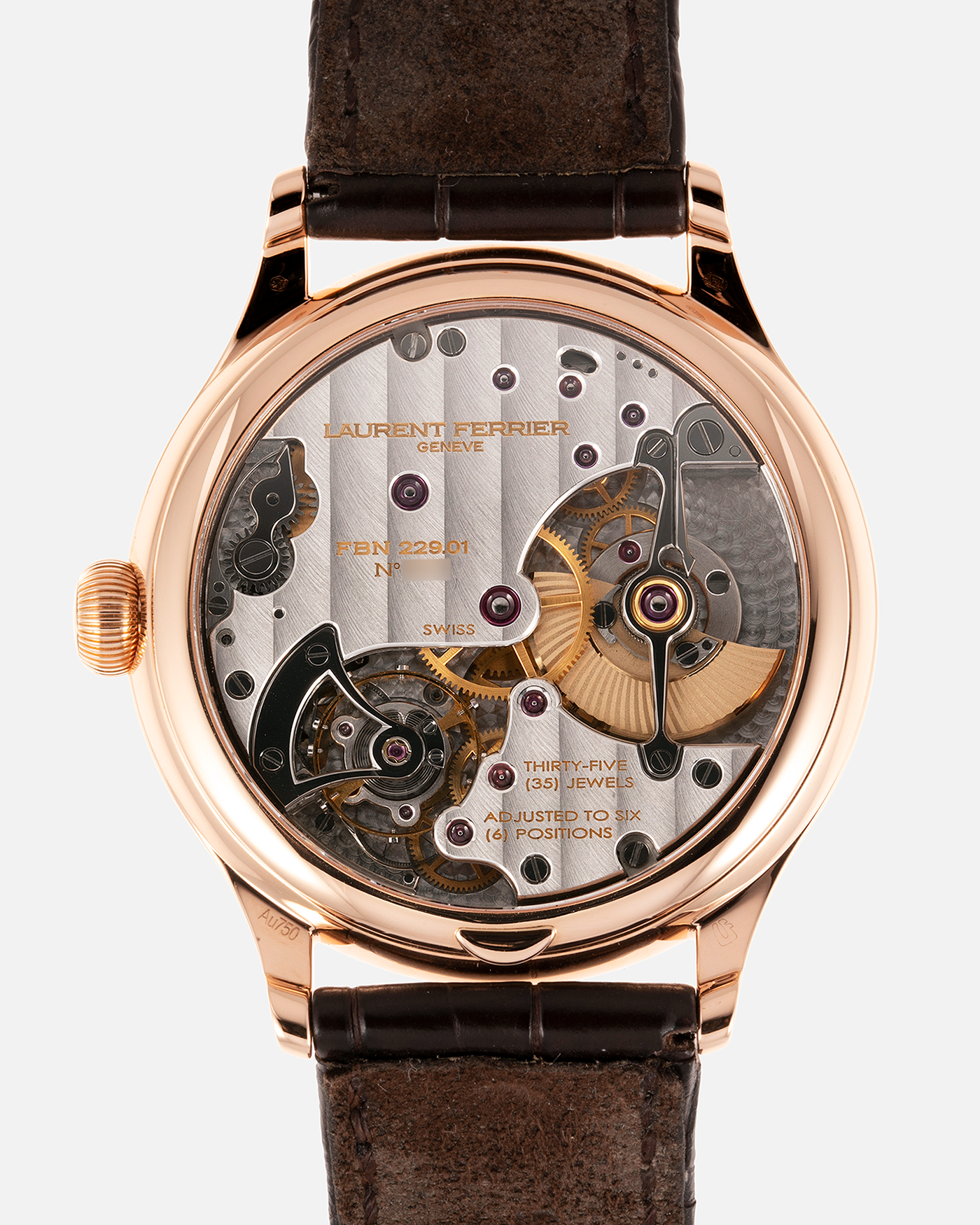 Brand: Laurent Ferrier Year: 2012 Model: Galet Classic Micro-Rotor Material: 18k Rose Gold Movement: Cal. 229.01 Micro-Rotor Case Diameter: 40mm Bracelet/Strap: Laurent Ferrier Brown Alligator Leather Strap with Laurent Ferrier 18k Rose Gold Tang Buckle
