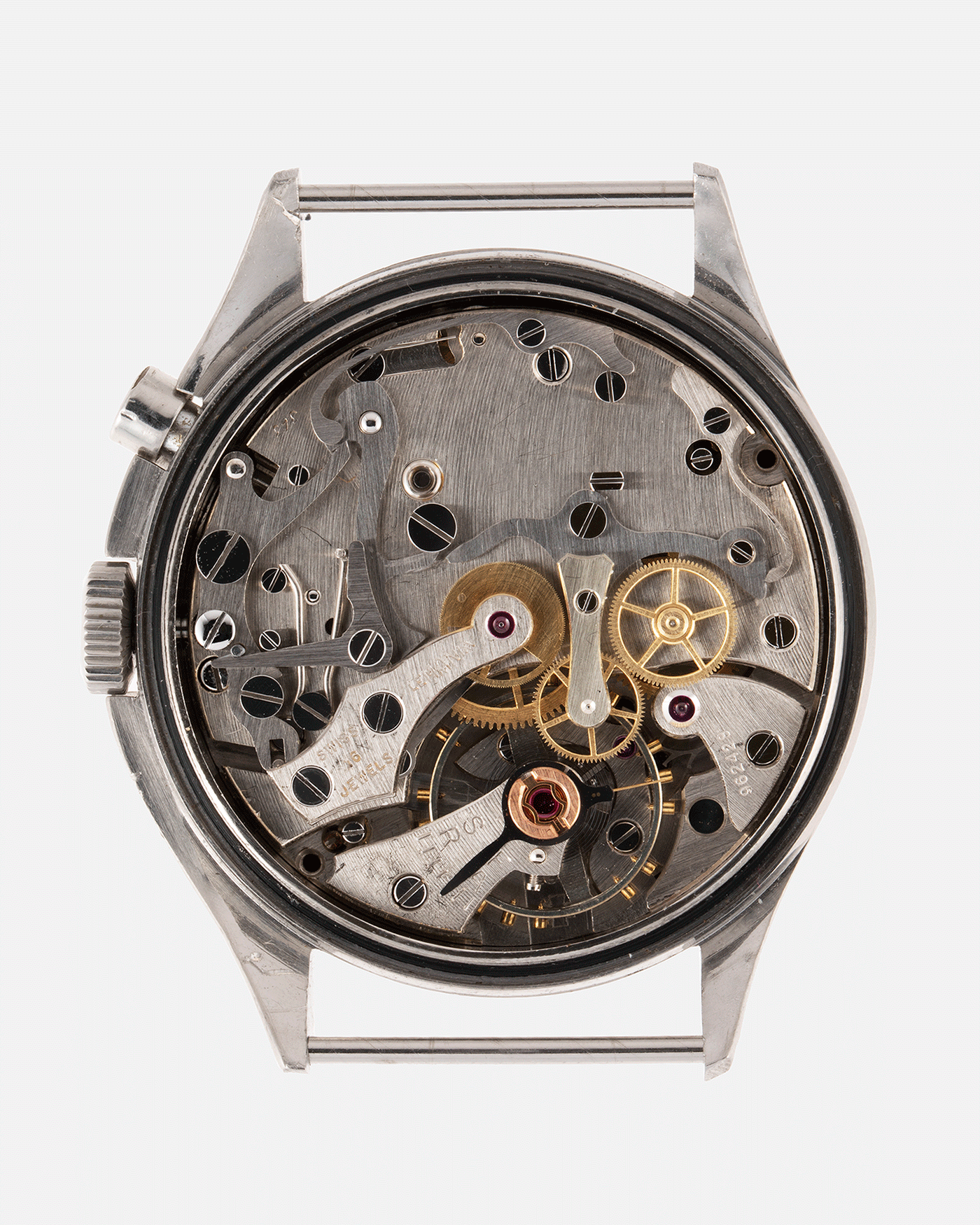 Brand: Lemania Year: 1957 Model: TG 195 Material: Stainless Steel Movement: Cal. 2225 Case Diameter: 40mm Lug Width: 20mm Bracelet/Strap: Grey NATO Strap