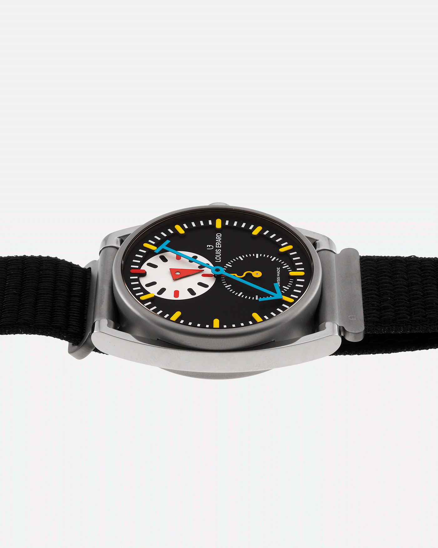 Brand: Louis Erard X Alain Silberstein Year: 2021 Model: Le Regulateur Material: Stainless Steel Movement: Selitta Based Self Winding Movement Case Diameter: 40mm Bracelet/Strap: Louis Erard X Alain Silberstein Fabric Strap