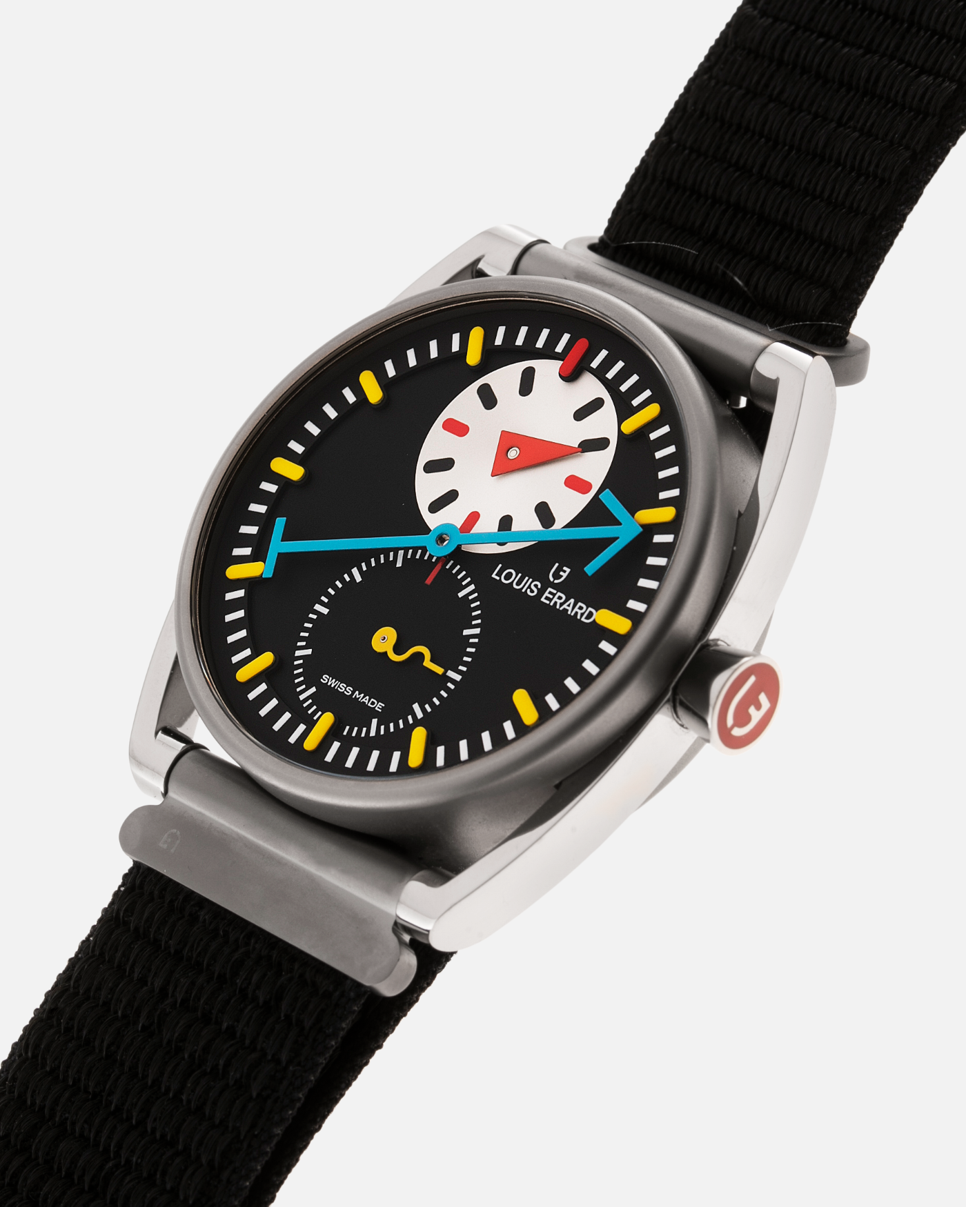 Brand: Louis Erard X Alain Silberstein Year: 2021 Model: Le Regulateur Material: Microblasted grade 2 titanium & polished grade 5 titanium Movement: Sellita SW266-1 Case Diameter: 40mm Bracelet/Strap: Louis Erard X Alain Silberstein Fabric Strap