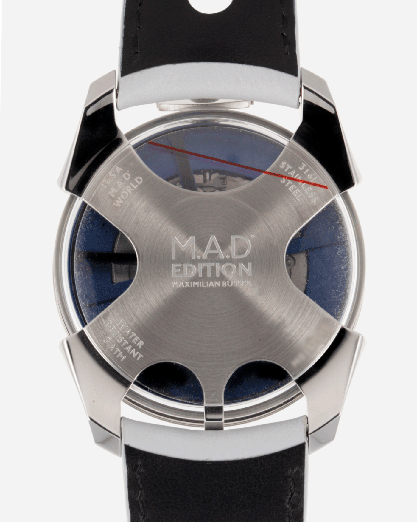 Brand: MB&F Year: 2021 Model: MAD 1 Material: Stainless Steel and Titanium Movement: Miyota Cal 821A Case Diameter: 42mm Bracelet/Strap: MB&F White Grey Leather Rally Strap and Stainless Steel Deployant Brand: MB&F Year: 2021 Model: MAD 1 Material: Stainless Steel and Titanium Movement: Miyota Cal 821A Case Diameter: 42mm Bracelet/Strap: MB&F White Grey Leather Rally Strap and Stainless Steel Deployant 
