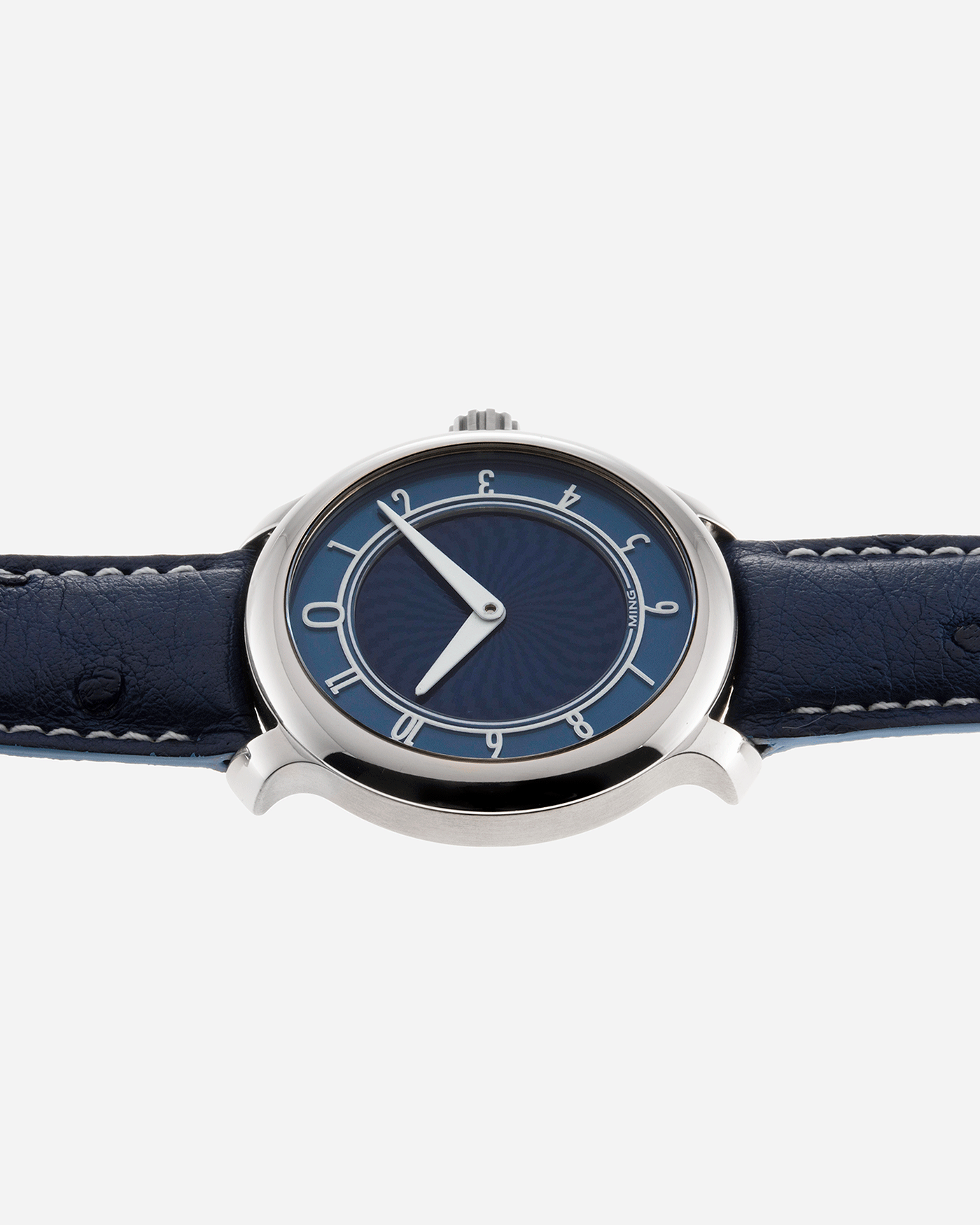 Brand: Ming Year: 2017 Model: 17.01 Material: Grade 5 Titanium Movement: Hand-winding mechanical movement Sellita SW210-1 Case Diameter: 38mm Strap: Jean Rousseau Blue Strap for MING