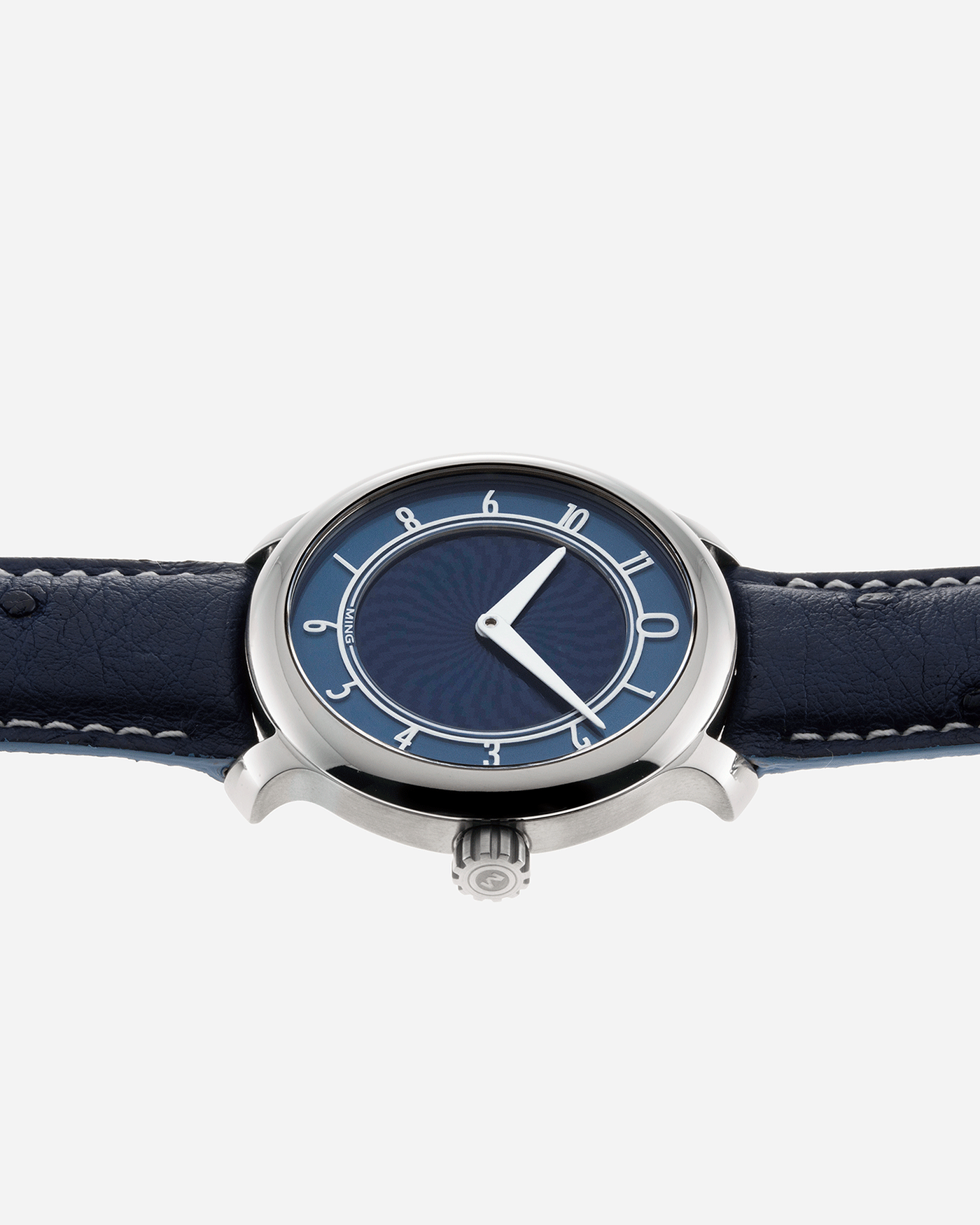 Brand: Ming Year: 2017 Model: 17.01 Material: Grade 5 Titanium Movement: Hand-winding mechanical movement Sellita SW210-1 Case Diameter: 38mm Strap: Jean Rousseau Blue Strap for MING