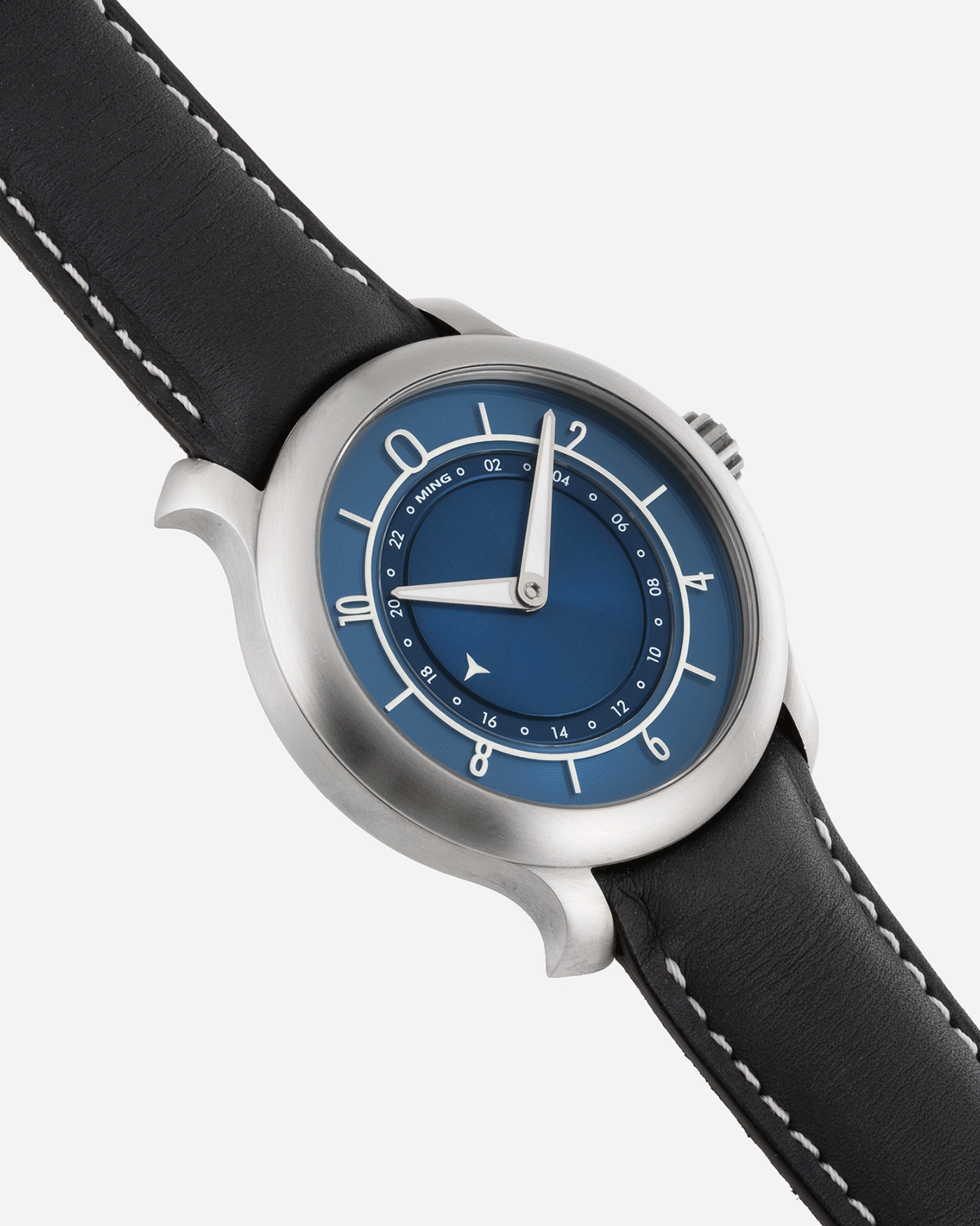 Brand: Ming Year: 2018 Model: 17.03 Material: Grade 2 Titanium Movement: Self-Winding Sellita SW 330-1 Case Diameter: 38mm Strap: Jean Rousseau Blue Grey Smooth Calf for MING