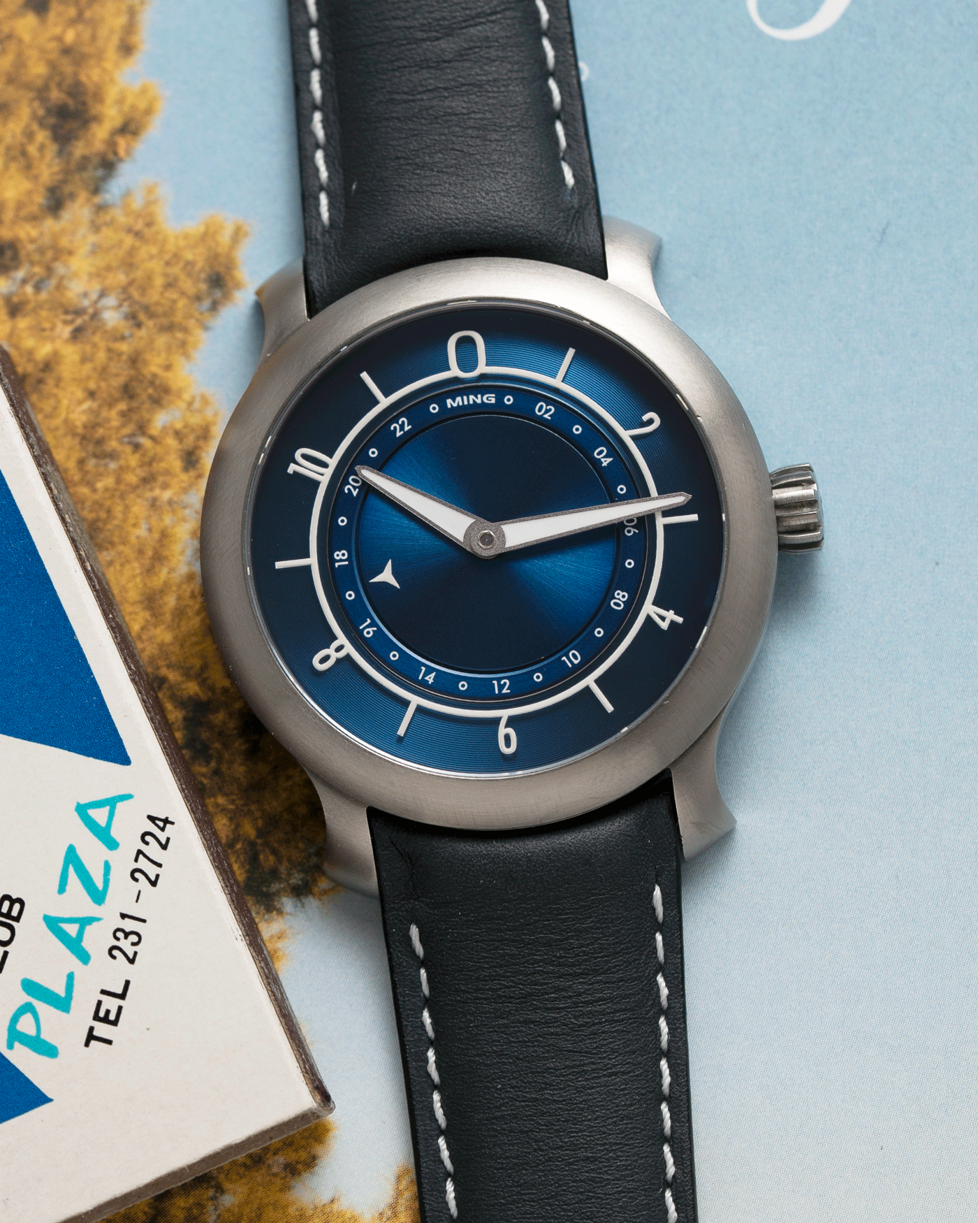 Brand: Ming Year: 2018 Model: 17.03 Material: Grade 2 Titanium Movement: Self-Winding Sellita SW 330-1 Case Diameter: 38mm Strap: Jean Rousseau Blue Grey Smooth Calf for MING
