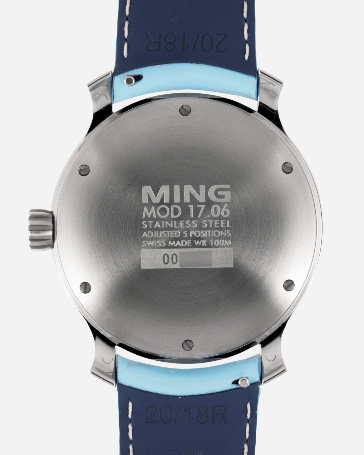 Brand: Ming Year: 2019 Model: 17.06 Material: Stainless Steel Movement: Heavily Modified ETA 2824-2 Case Diameter: 38mm Strap: Jean Rousseau Light Blue Watersafe Rubber for MING
