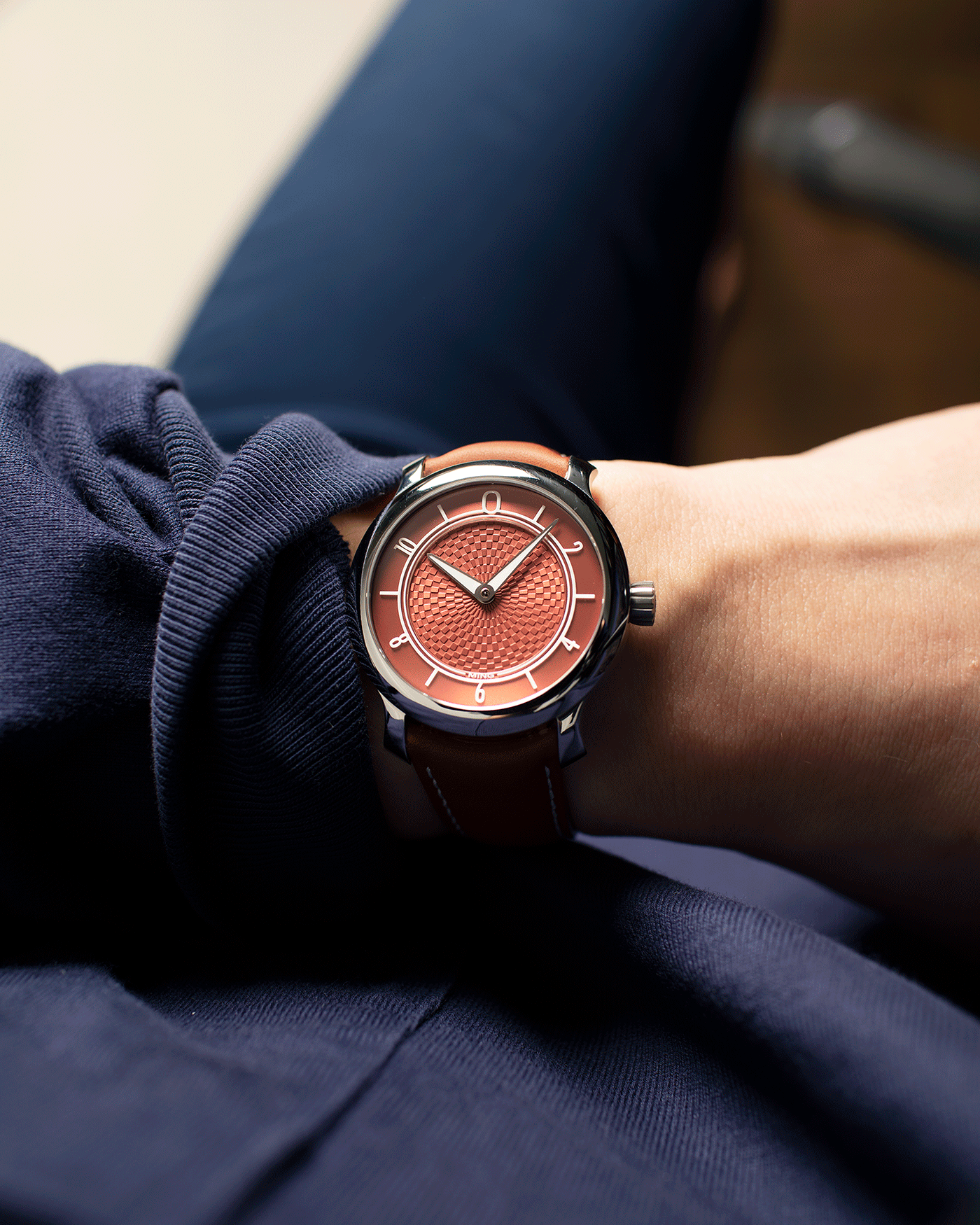 Brand: Ming Year: 2019 Model: 17.06 Material: Stainless Steel Movement: Heavily Modified ETA 2824-2 Case Diameter: 38mm Strap: Jean Rousseau Brown Smooth Calf for MING