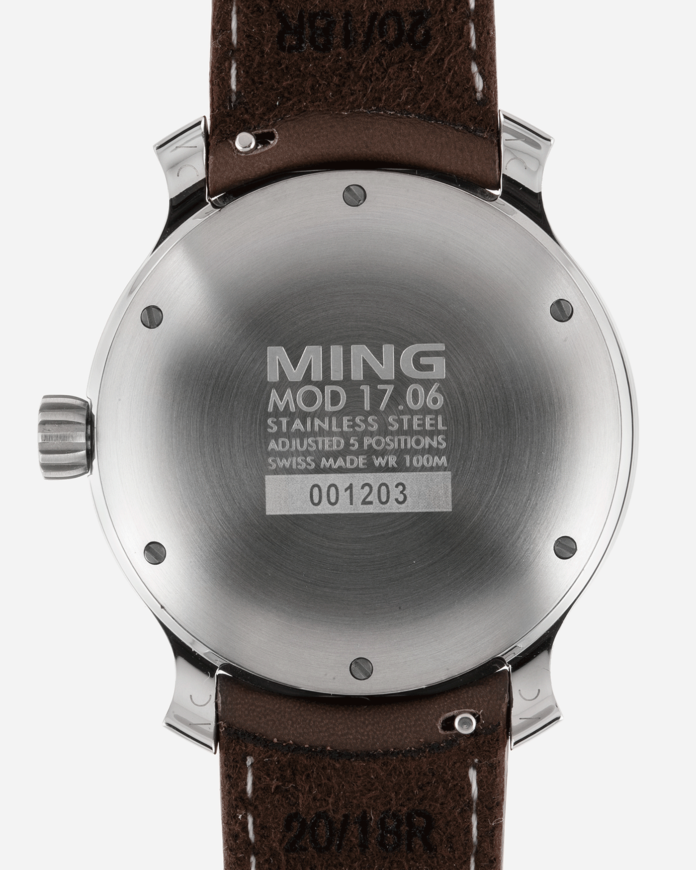 Brand: Ming Year: 2019 Model: 17.06 Material: Stainless Steel Movement: Heavily Modified ETA 2824-2 Case Diameter: 38mm Strap: Jean Rousseau Brown Smooth Calf for MING