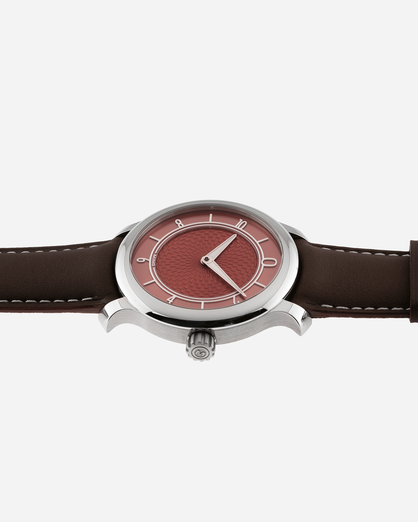 Brand: Ming Year: 2019 Model: 17.06 Material: Stainless Steel Movement: Heavily Modified ETA 2824-2 Case Diameter: 38mm Strap: Jean Rousseau Brown Smooth Calf for MING