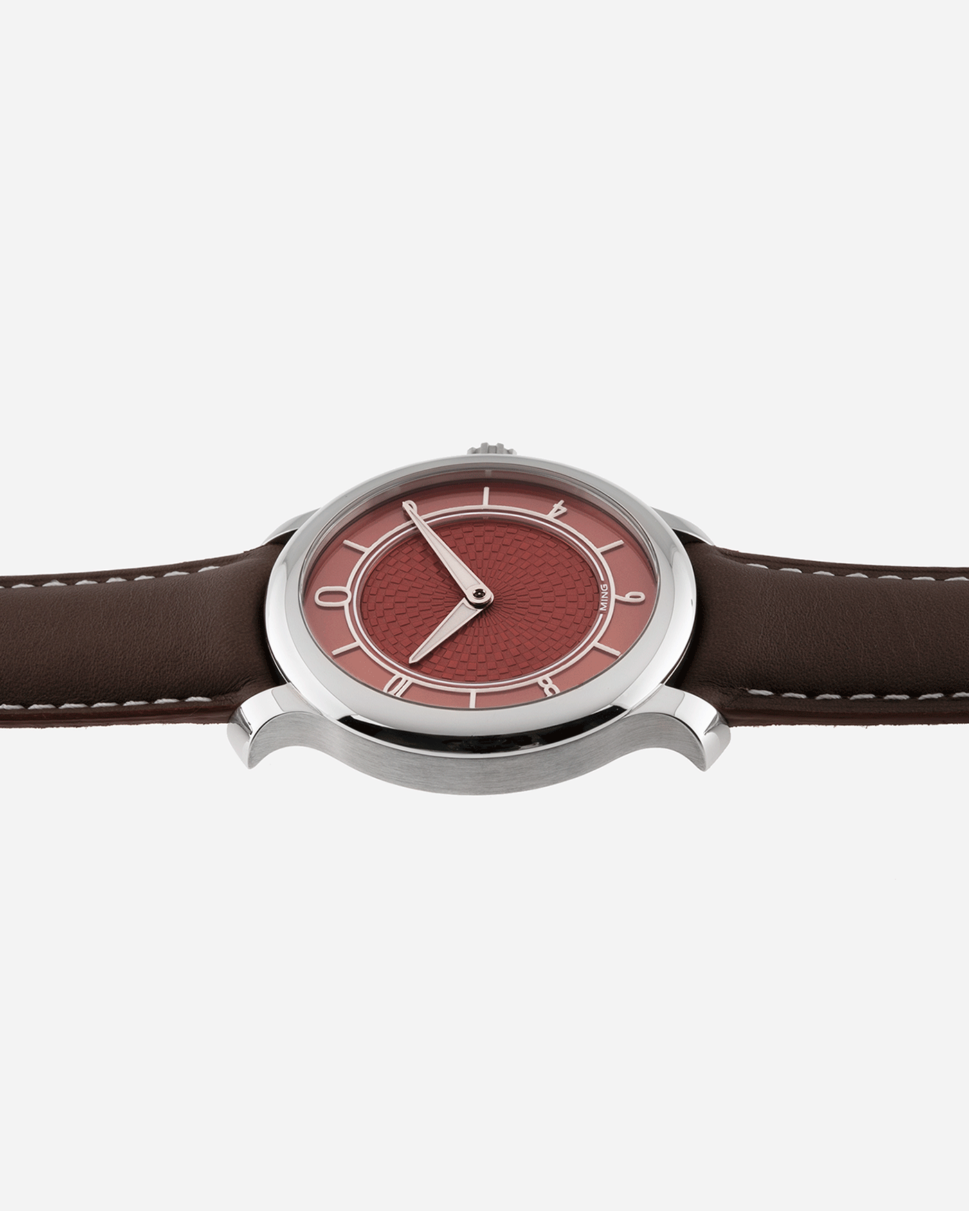 Brand: Ming Year: 2019 Model: 17.06 Material: Stainless Steel Movement: Heavily Modified ETA 2824-2 Case Diameter: 38mm Strap: Jean Rousseau Brown Smooth Calf for MING
