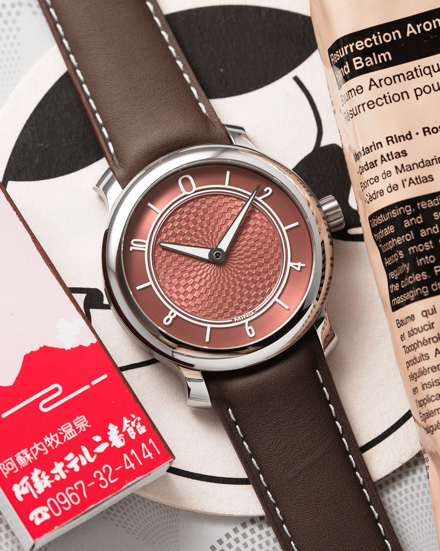 Brand: Ming Year: 2019 Model: 17.06 Material: Stainless Steel Movement: Heavily Modified ETA 2824-2 Case Diameter: 38mm Strap: Jean Rousseau Brown Smooth Calf for MING