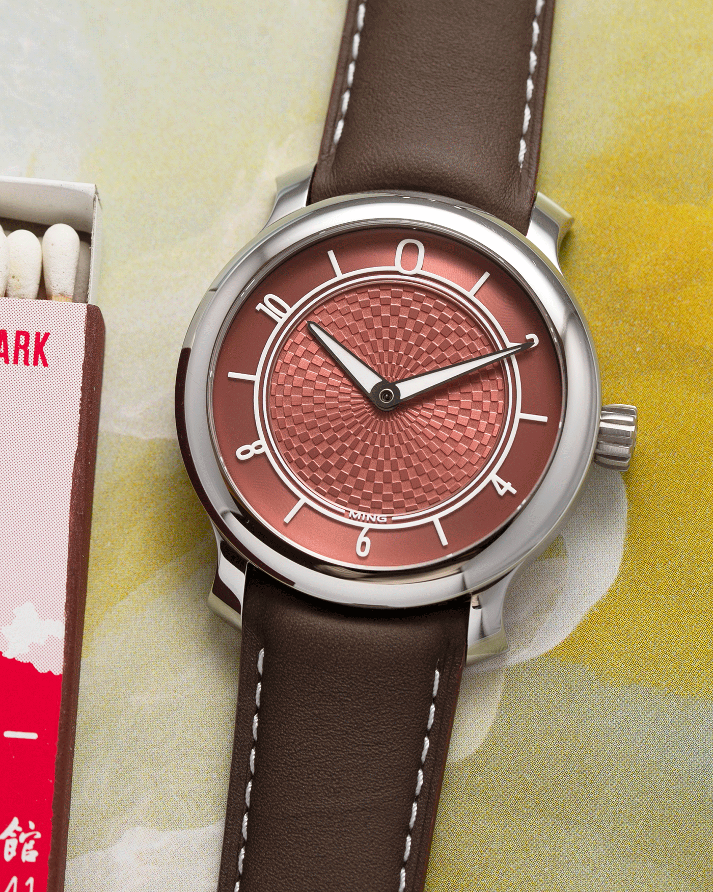 Brand: Ming Year: 2019 Model: 17.06 Material: Stainless Steel Movement: Heavily Modified ETA 2824-2 Case Diameter: 38mm Strap: Jean Rousseau Brown Smooth Calf for MING