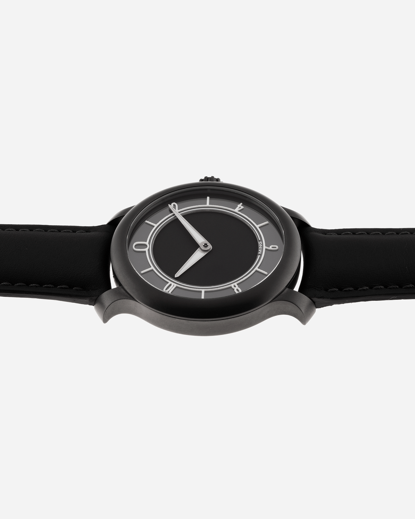 Brand: Ming Year: 2019 Model: 17.06 Monolith Material: Stainless Steel Movement: Heavily Modified ETA 2824-2 Case Diameter: 38mm Strap: Jean Rousseau Black Calf Strap for MING