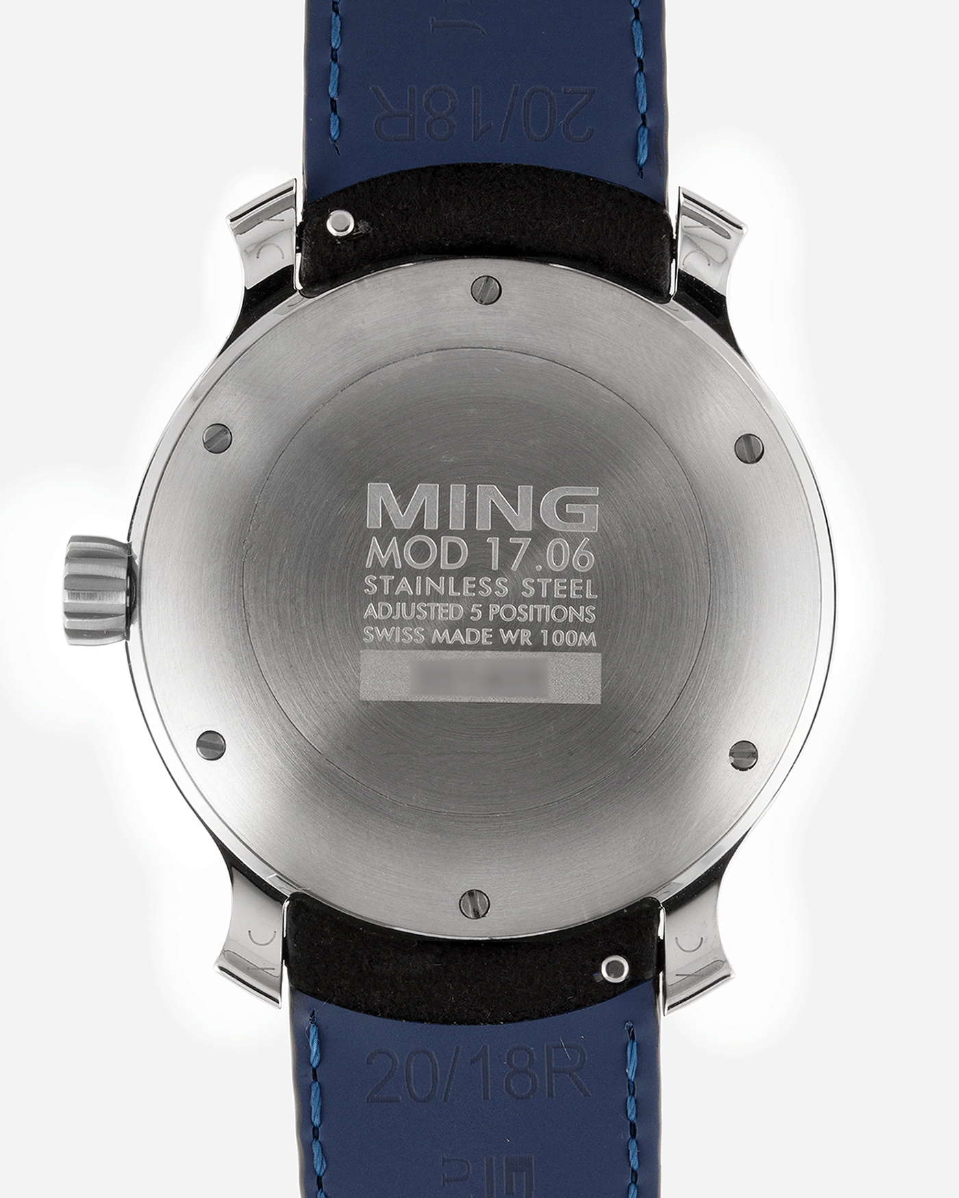 Brand: Ming Year: 2019 Model: 17.06 Material: Stainless Steel Movement: Heavily Modified ETA 2824-2 Case Diameter: 38mm Strap: Jean Rousseau Black Suede with Blue Stitching for MING