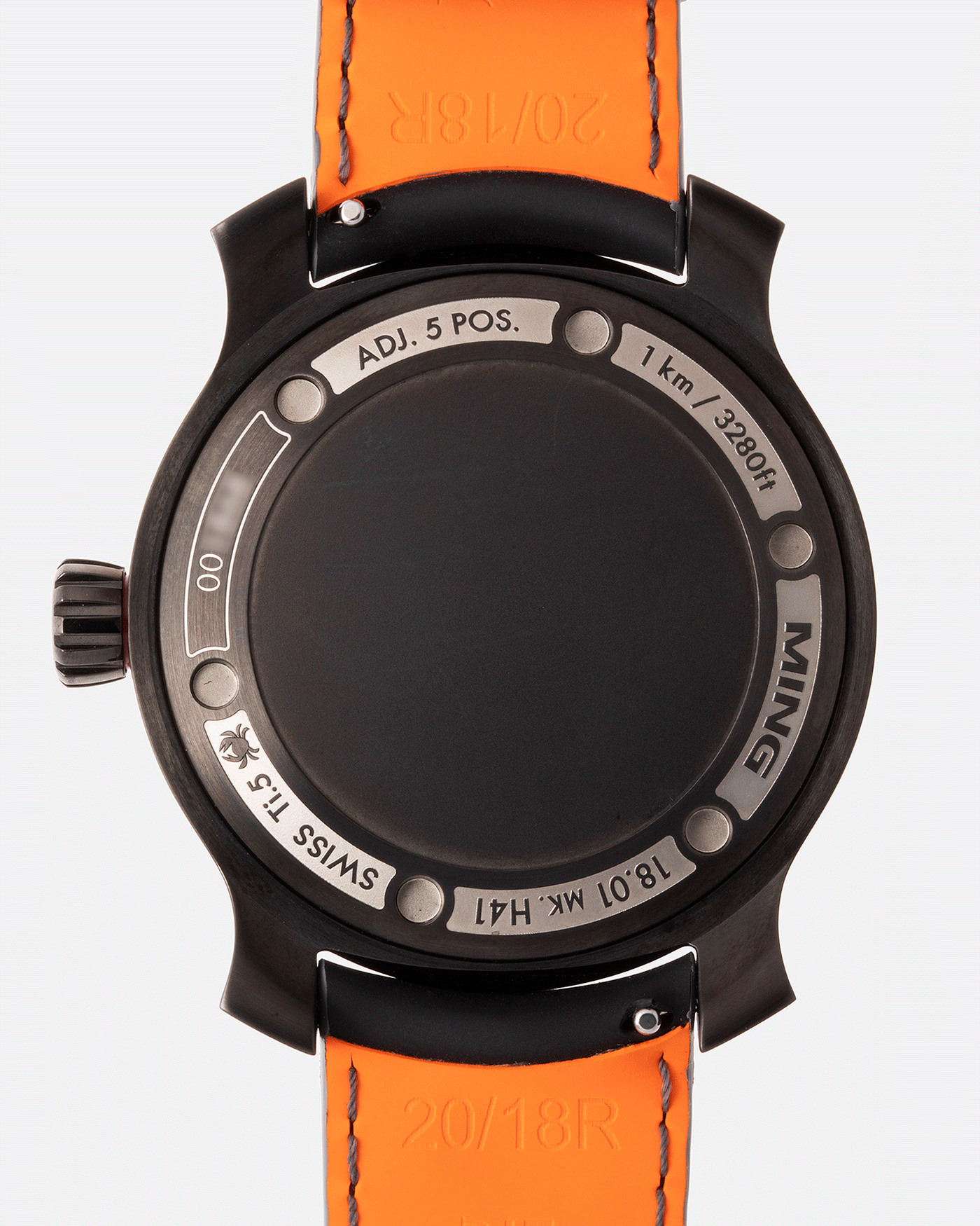 Brand: Ming Year: 2020 Model: 18.01 H41 Diver DLC Material: DLC Coated Grade-5 Titanium Movement: Heavily Modified ETA 2824-2 Case Diameter: 40mm Strap: Jean Rousseau Black Rubber for MING