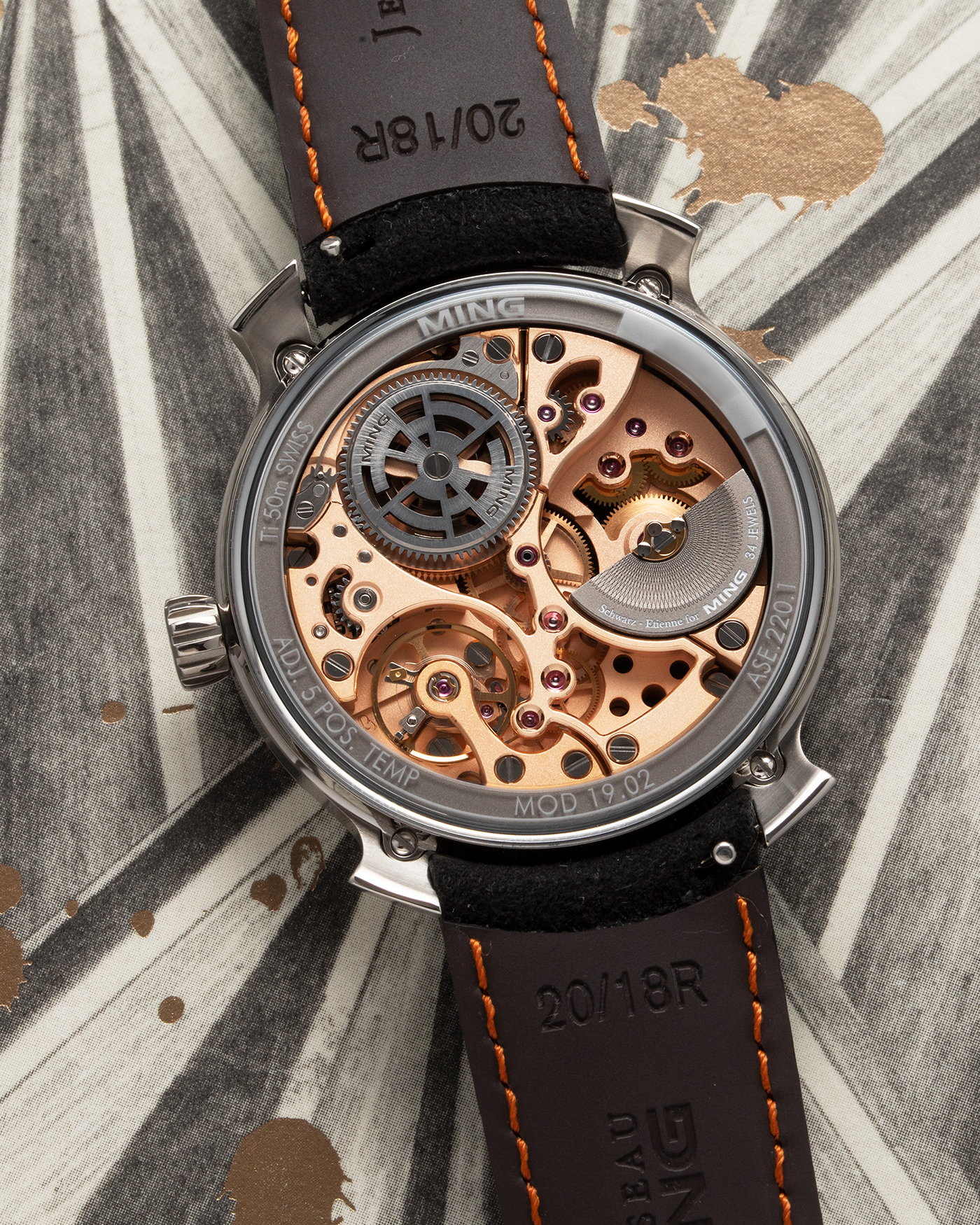 Brand: Ming Year: 2020 Model: 19.02 World Time Material: Grade 5 Titanium Movement: Schwarz-Etienne for MING Cal. ASE 220.1 Case Diameter: 39mm Strap: Jean Rousseau X Ming Black Suede and Stainless Steel Tang Buckle