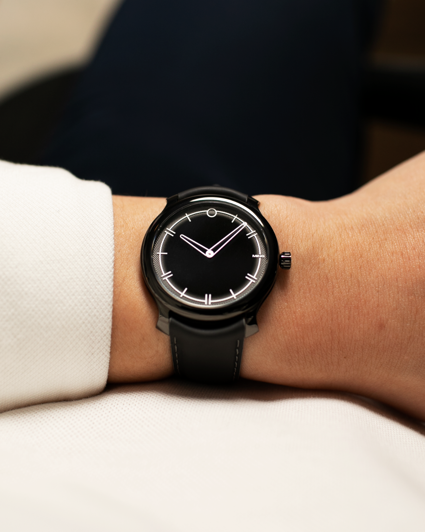 Brand: Ming Year: 2021 Model: 27.02 SPC Friends and Family Material: DLC Coated Stainless Steel Movement: Heavily modified ETA Peseux 7001 Case Diameter: 38mm Strap: Jean Rousseau Black Leather for MING