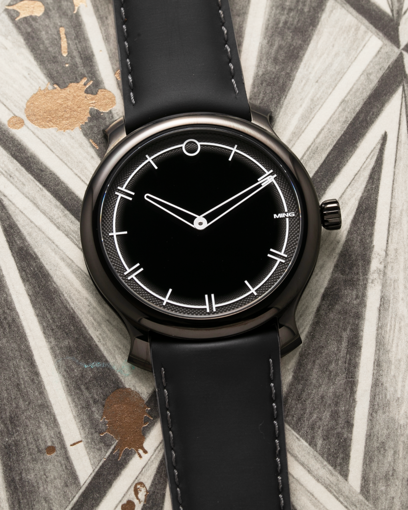 Brand: Ming Year: 2021 Model: 27.02 SPC Friends and Family Material: DLC Coated Stainless Steel Movement: Heavily modified ETA Peseux 7001 Case Diameter: 38mm Strap: Jean Rousseau Black Leather for MING