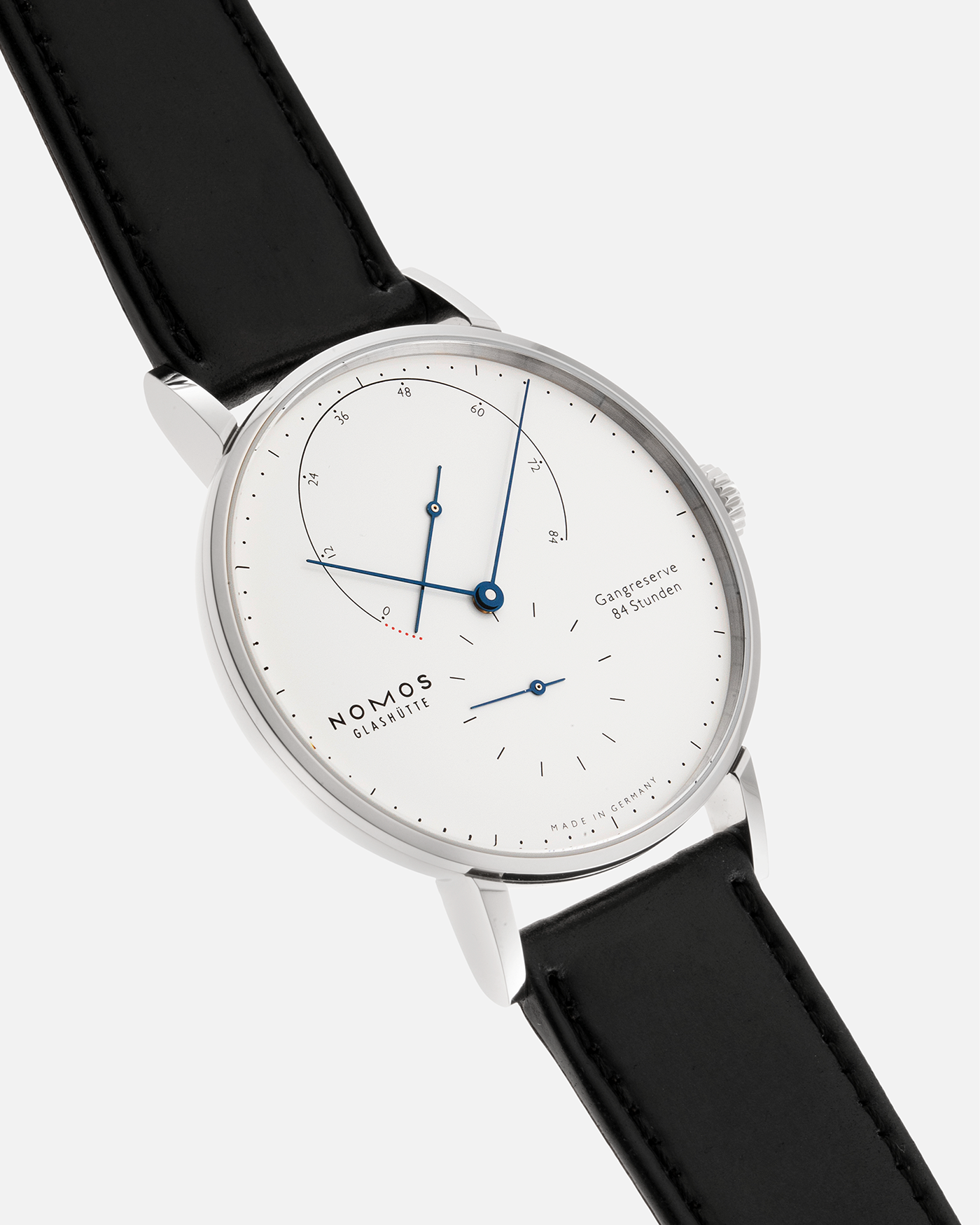 Brand: Nomos Year: 2020 Model: Lambda “175 Years Watchmaking Glashutte” Material: Stainless Steel Movement: Nomos DUW 1001 Case Diameter: 40.5mm Bracelet/Strap: Nomos Black Horween Shell Cordovan with Stainless Steel Tang Buckle