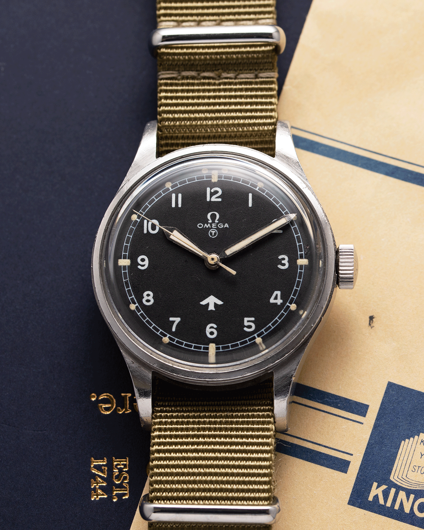 Brand: Omega Year: 1953 Model: Fat Arrow 53 Reference Number: CK 2777-1 Material: Stainless Steel Movement: ‘Specially Adjusted’ Cal. 283 Case Diameter: 37mm Lug Width: 18mm Bracelet/Strap: Green Fabric NATO