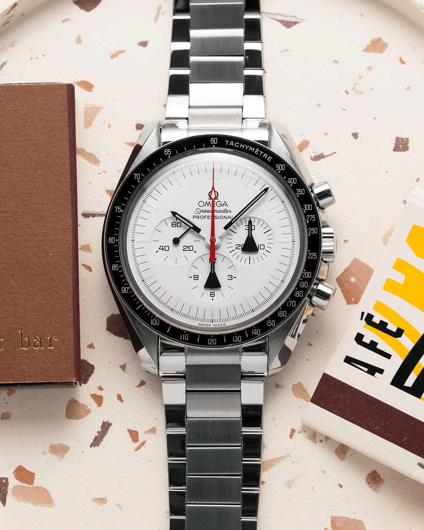 Brand: Omega Year: 2009 Model: Speedmaster Professional Alaska Project Material: Stainless Steel Movement: Omega in-house Cal. 1861 Case Diameter: 42mm Bracelet/Strap: Forstner Stainless Steel Flat Link Bracelet, Omega Stainless Steel Bracelet, Omega Alaska Project Straps
