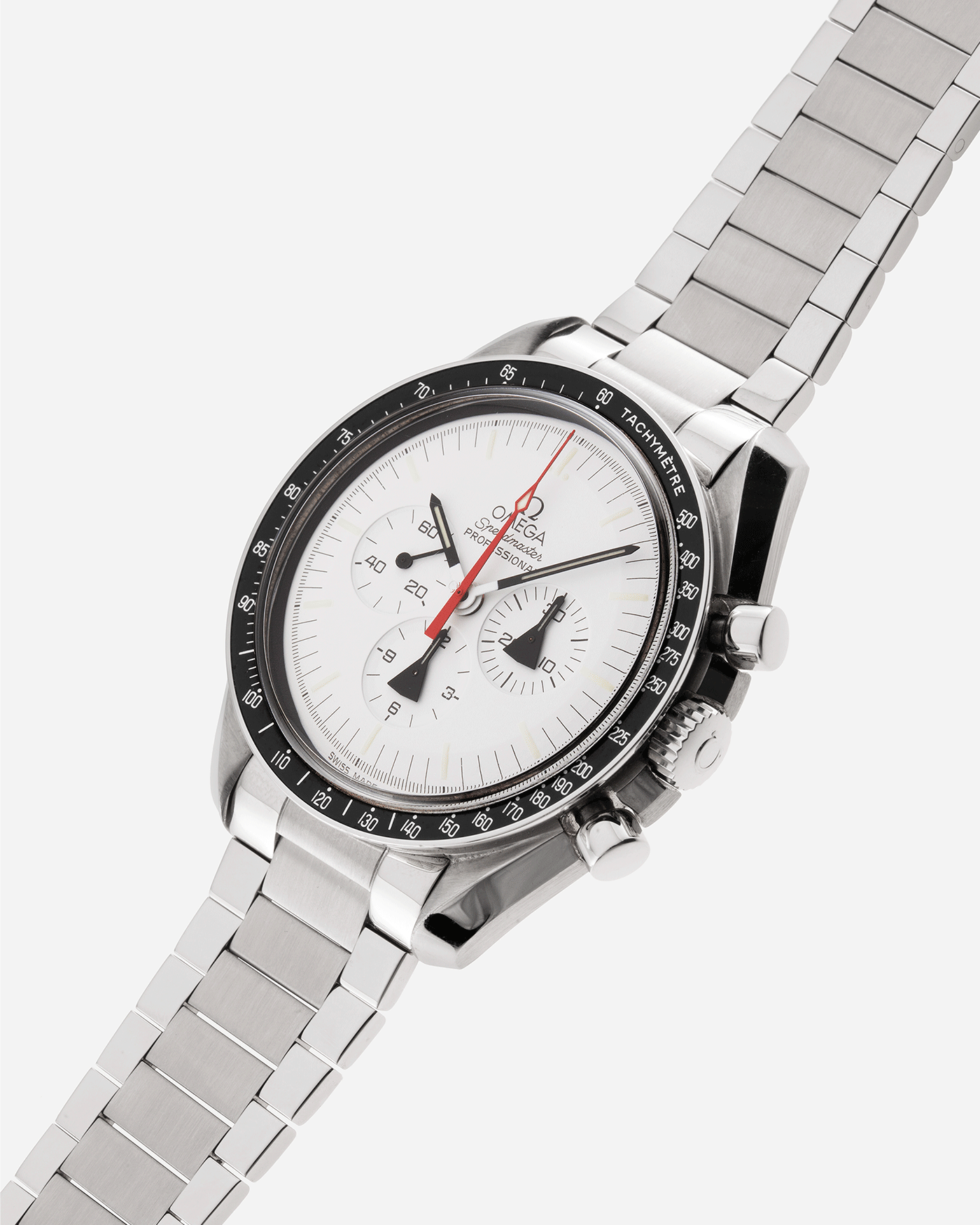 Brand: Omega Year: 2009 Model: Speedmaster Professional Alaska Project Material: Stainless Steel Movement: Omega in-house Cal. 1861 Case Diameter: 42mm Bracelet/Strap: Forstner Stainless Steel Flat Link Bracelet, Omega Stainless Steel Bracelet, Omega Alaska Project Straps