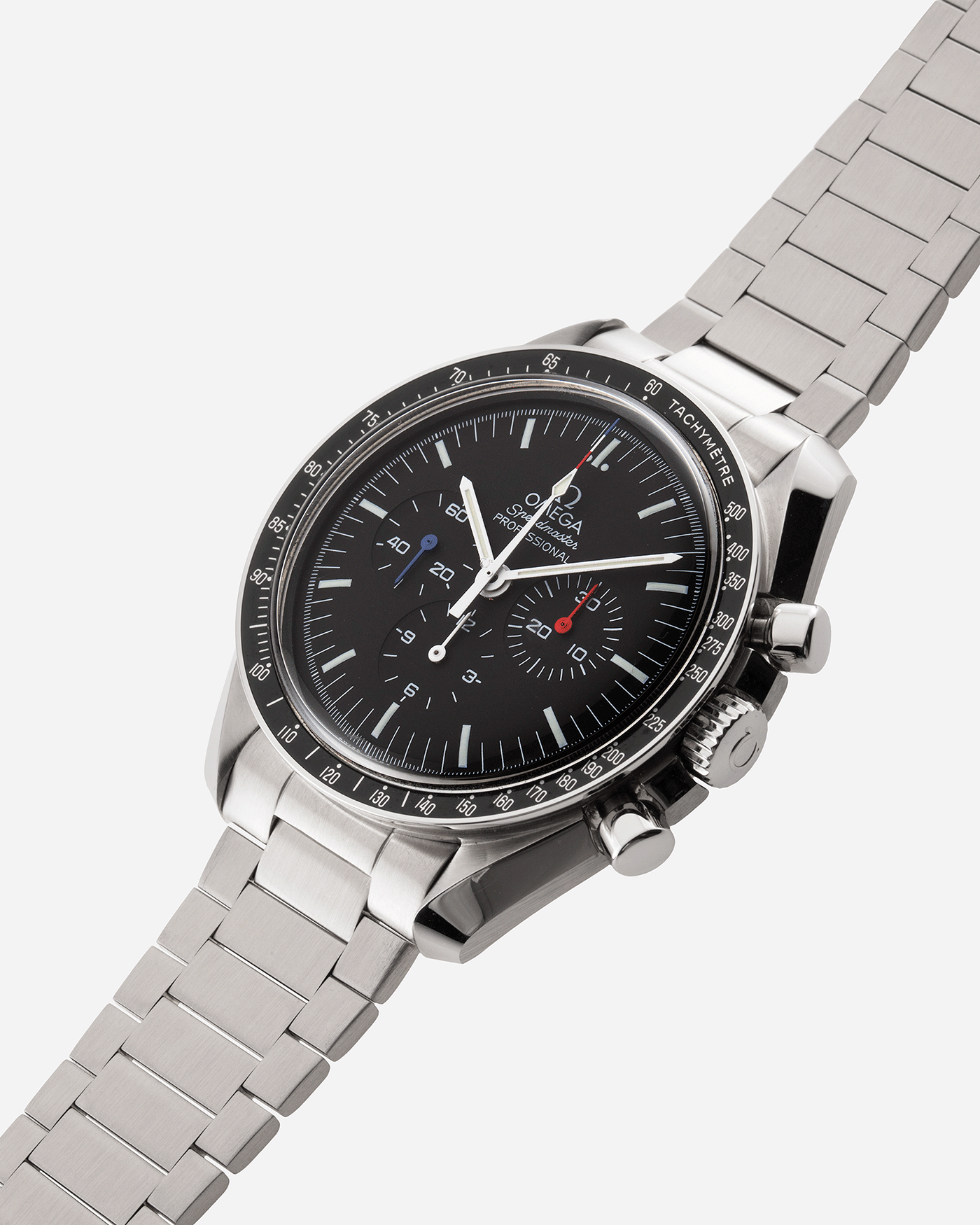 Brand: Omega Year: 2017 Model: Speedmaster RAID Material: Stainless Steel Movement: Omega in-house Cal. 1861 Case Diameter: 40mm Bracelet/Strap: Forstner Flat Link Bracelet, Omega Speedmaster Bracelet, RAID NATO