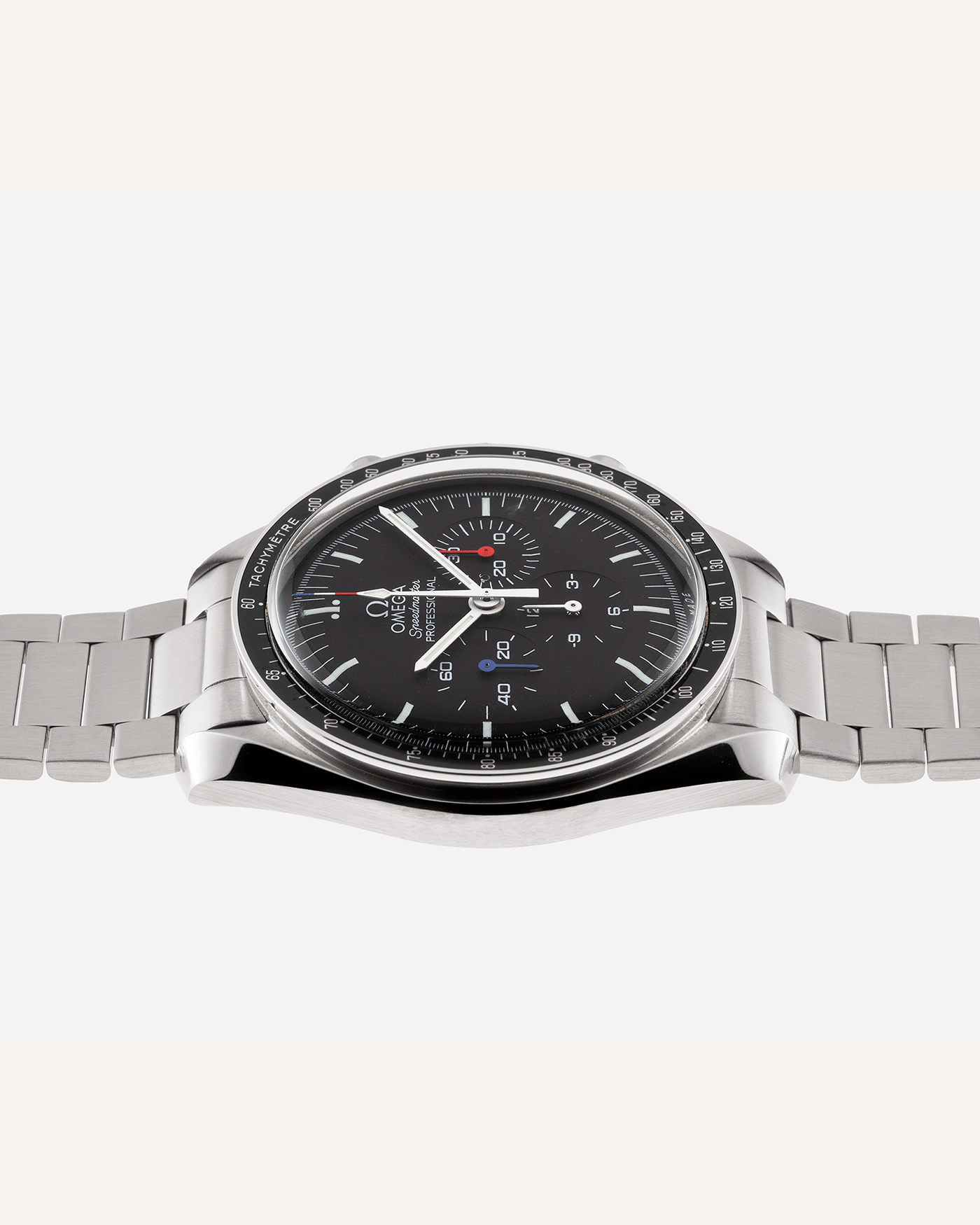 Brand: Omega Year: 2017 Model: Speedmaster RAID Material: Stainless Steel Movement: Omega in-house Cal. 1861 Case Diameter: 40mm Bracelet/Strap: Forstner Flat Link Bracelet, Omega Speedmaster Bracelet, RAID NATO