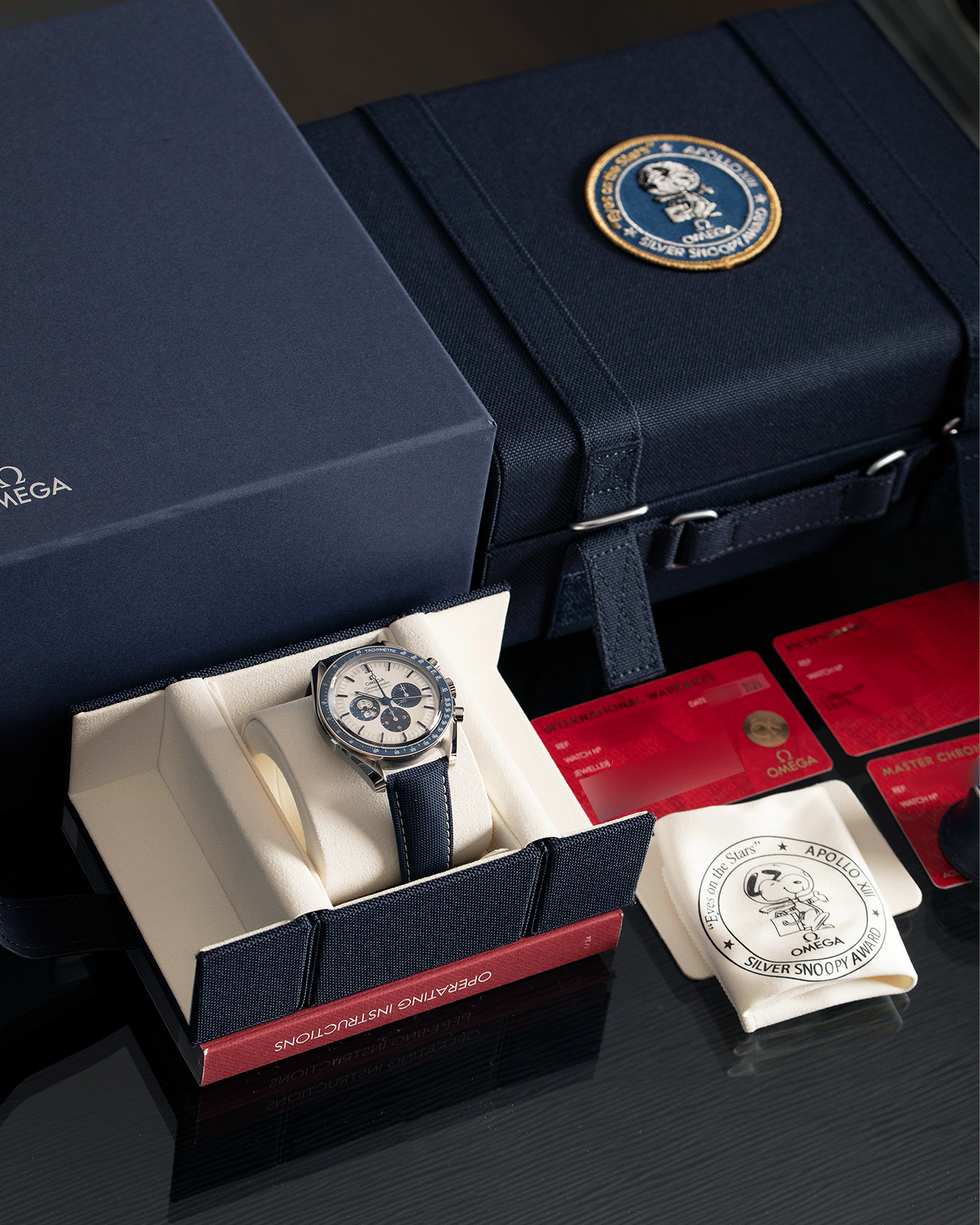 Omega Speedmaster Silver Snoopy 50th Anniversary Full Set NEW