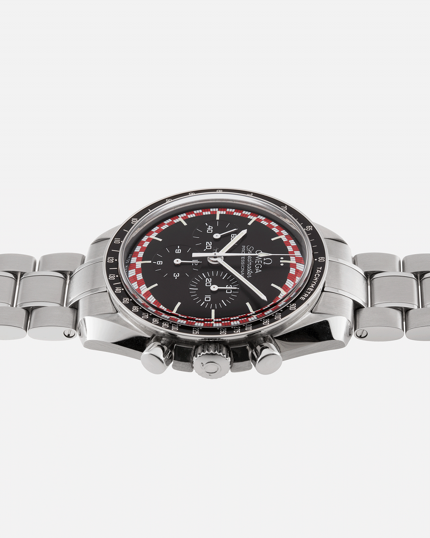 Brand: Omega Year: 2017 Model: Speedmaster Racing ‘Tin Tin’ Reference Number: 311.30.42.30.01.004 Material: Stainless Steel Movement: Omega in-house Cal. 1861 Case Diameter: 40mm Bracelet/Strap: Omega Speedmaster Bracelet