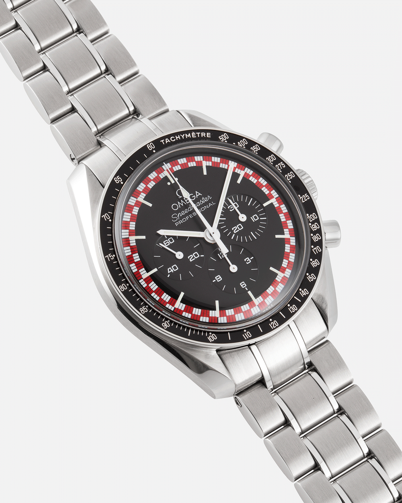 Brand: Omega Year: 2017 Model: Speedmaster Racing ‘Tin Tin’ Reference Number: 311.30.42.30.01.004 Material: Stainless Steel Movement: Omega in-house Cal. 1861 Case Diameter: 40mm Bracelet/Strap: Omega Speedmaster Bracelet