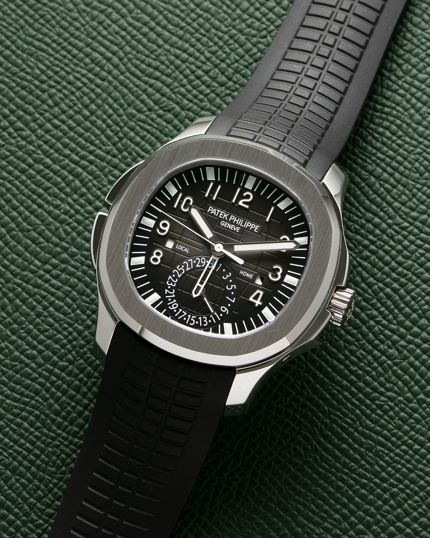 Brand: Patek Philippe Year: 2021 Model: Aquanaut Reference Number: 5164A Material: Stainless Steel Movement: Calibre 324 C FUS Case Diameter: 40.8mm Bracelet: Uncut Patek Philippe Aquanaut Black Tropical Rubber Strap with Signed Deployant Clasp