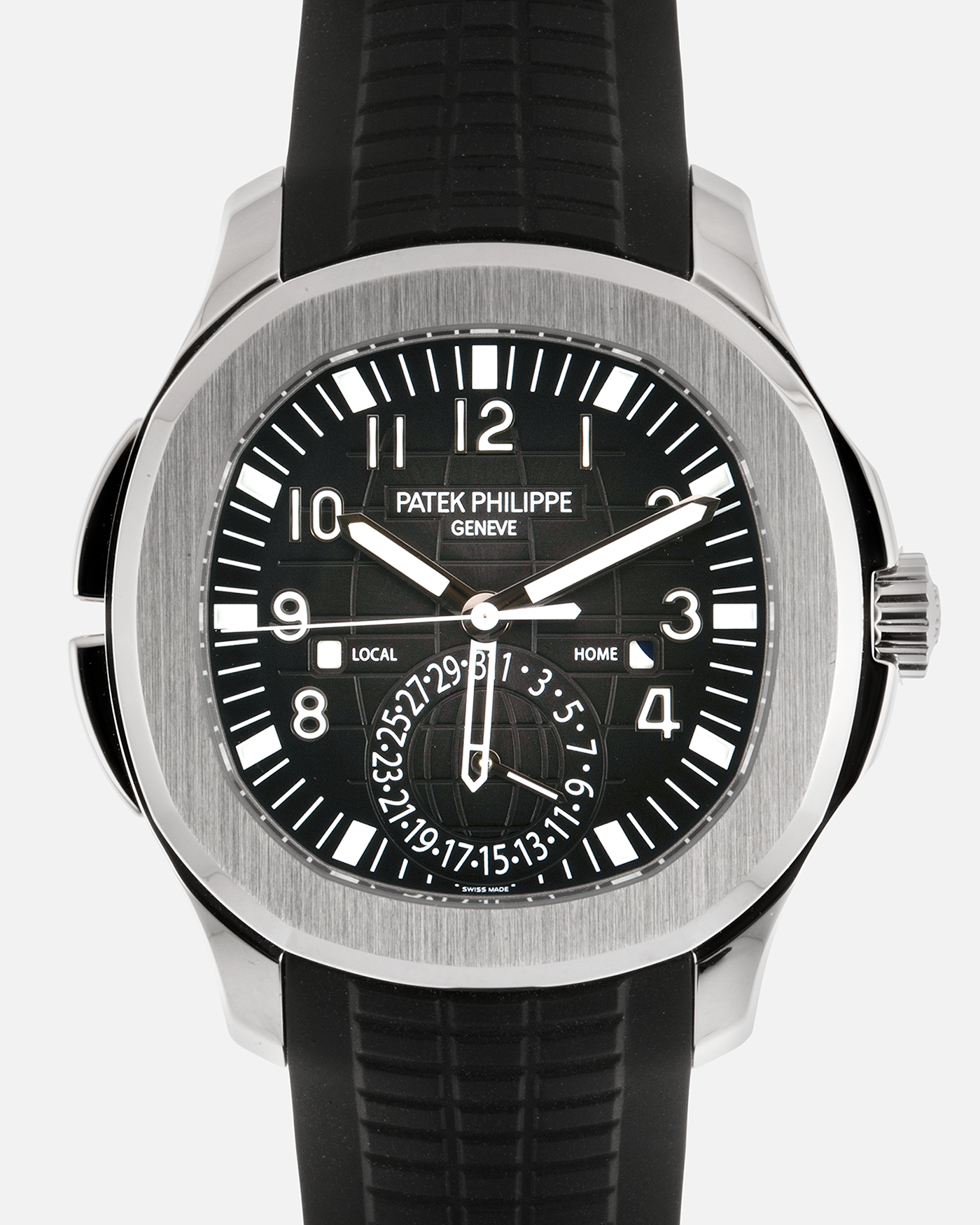 Brand: Patek Philippe Year: 2021 Model: Aquanaut Reference Number: 5164A Material: Stainless Steel Movement: Calibre 324 C FUS Case Diameter: 40.8mm Bracelet: Uncut Patek Philippe Aquanaut Black Tropical Rubber Strap with Signed Deployant Clasp