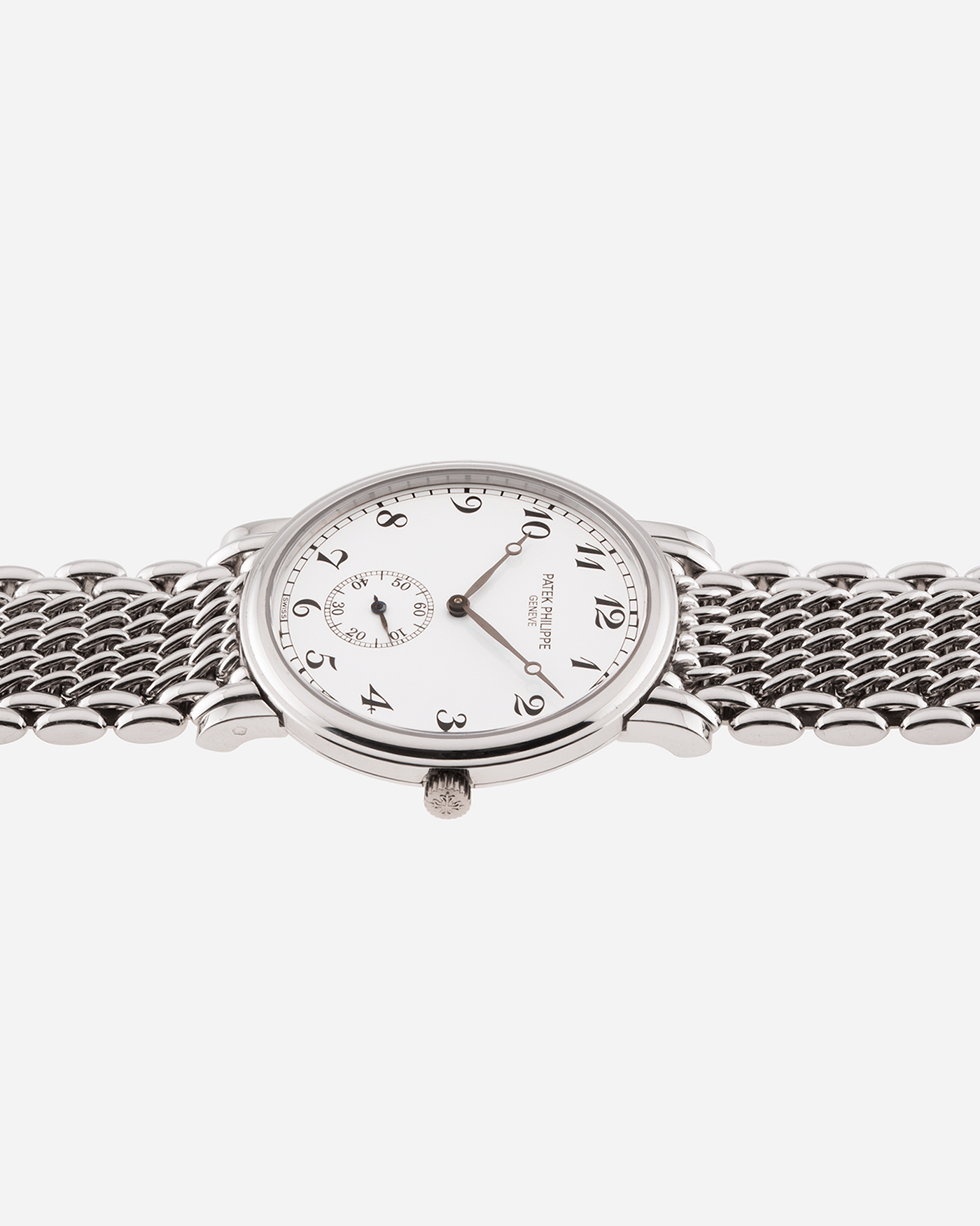 Brand: Patek Philippe Year: 1990’s Model: Calatrava Reference: 5022G Material: 18k White Gold Movement: Patek Philippe Cal. 215 Case Diameter: 33.4mm Lug Width: 18mm Strap: Patek Philippe 18k White Gold Bracelet