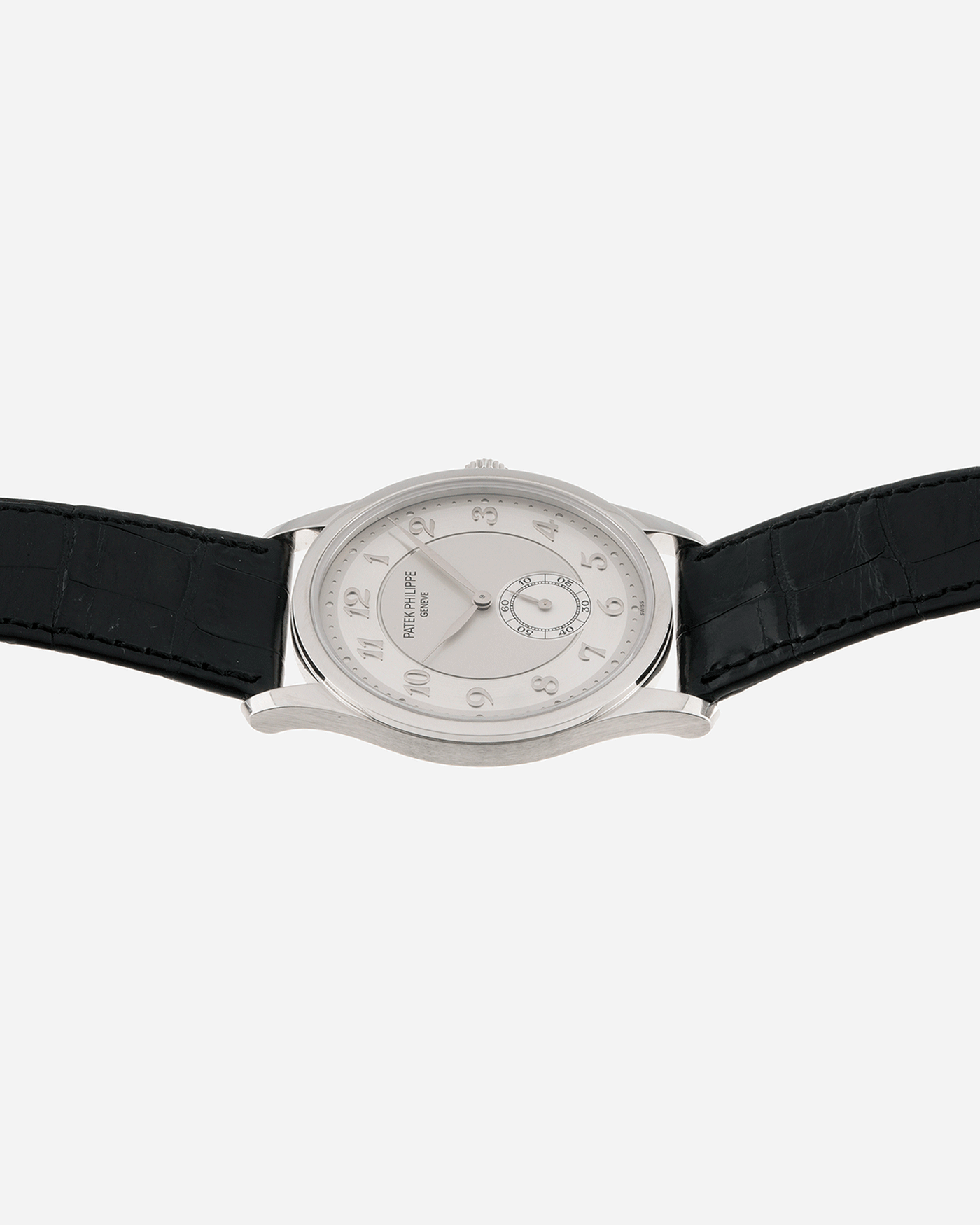 Brand: Patek Philippe Year: 2019 Model: Calatrava Reference: 5196P Material: Platinum Movement: Patek Philippe Cal. 215 PS Case Diameter: 37mm Lug Width: 21mm Strap: Patek Philippe Black Alligator Strap with Platinum Tang Buckle