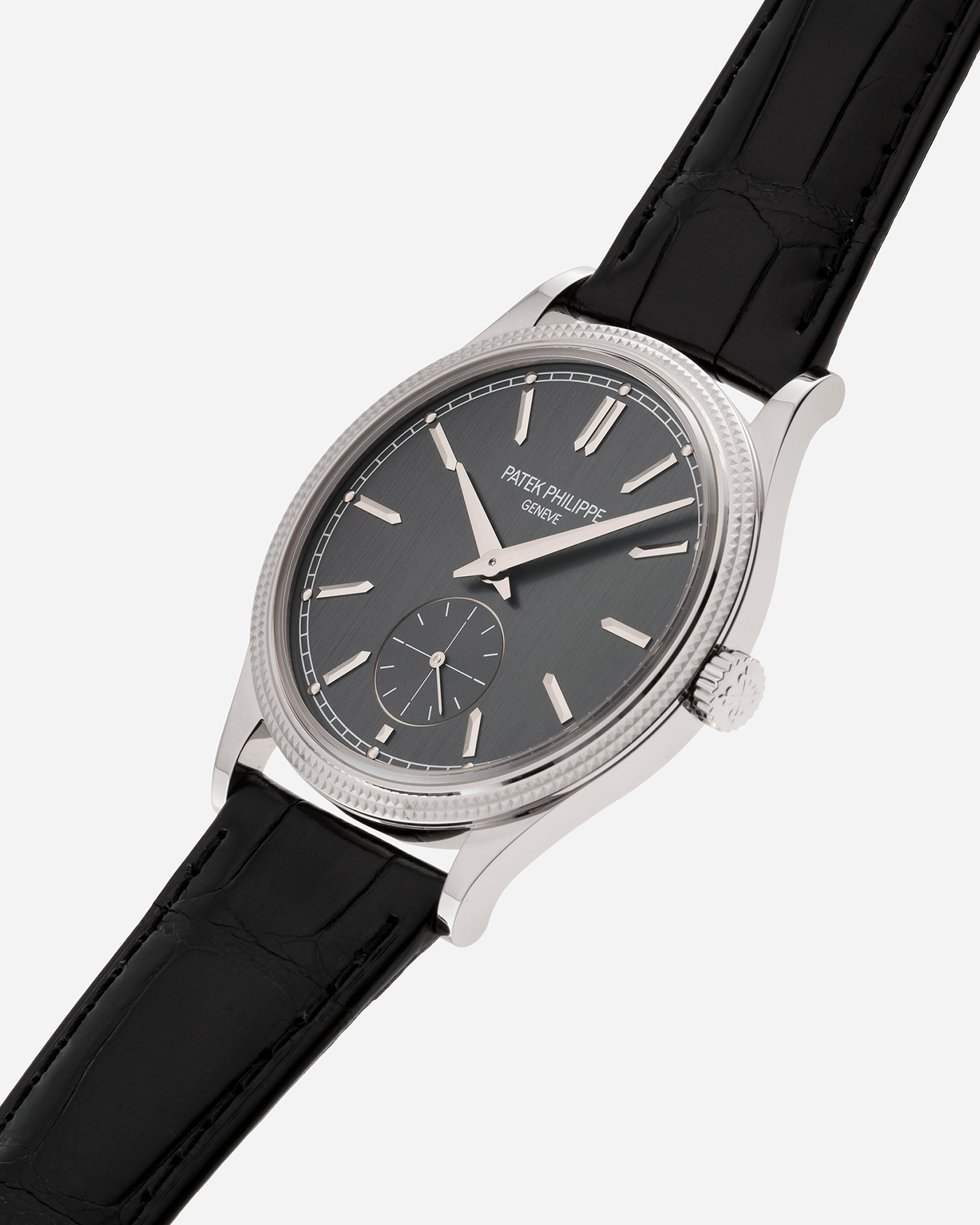 Brand: Patek Philippe Year: 2021 Model: Calatrava Reference: 6119G Material: White Gold Movement: Patek Philippe Cal. 30-255 Case Diameter: 39mm Strap: Patek Philippe Black Alligator Strap with 18k White Gold Patek Philippe Tang Buckle