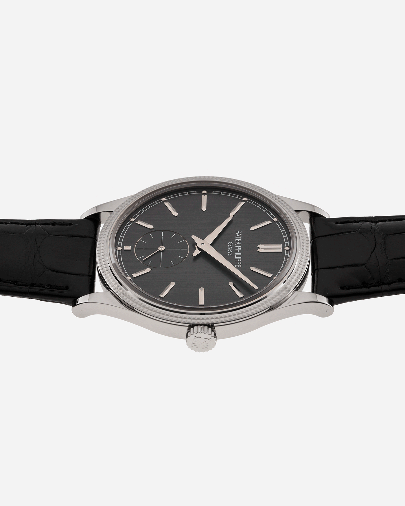 Brand: Patek Philippe Year: 2021 Model: Calatrava Reference: 6119G Material: White Gold Movement: Patek Philippe Cal. 30-255 Case Diameter: 39mm Strap: Patek Philippe Black Alligator Strap with 18k White Gold Patek Philippe Tang Buckle