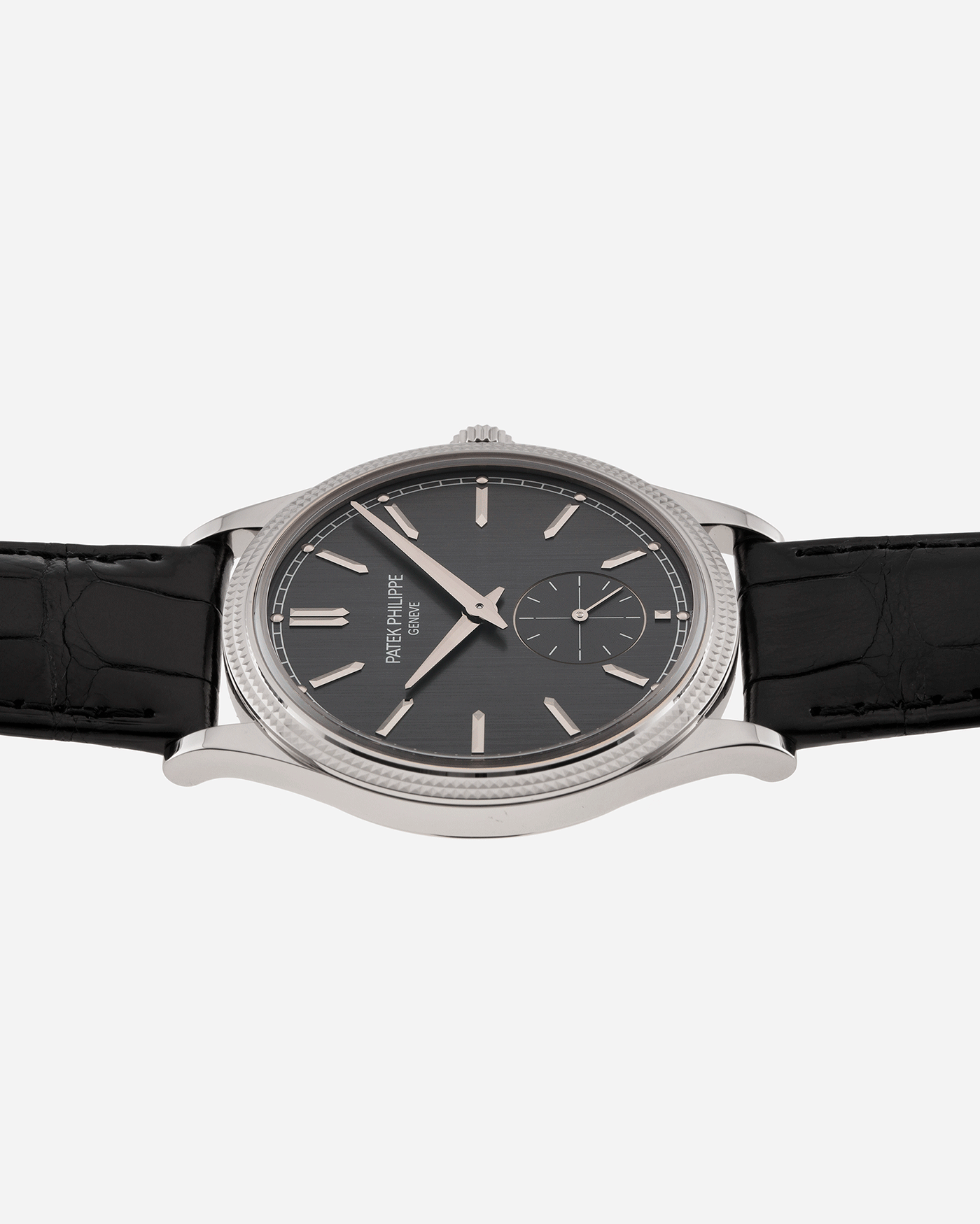 Brand: Patek Philippe Year: 2021 Model: Calatrava Reference: 6119G Material: White Gold Movement: Patek Philippe Cal. 30-255 Case Diameter: 39mm Strap: Patek Philippe Black Alligator Strap with 18k White Gold Patek Philippe Tang Buckle
